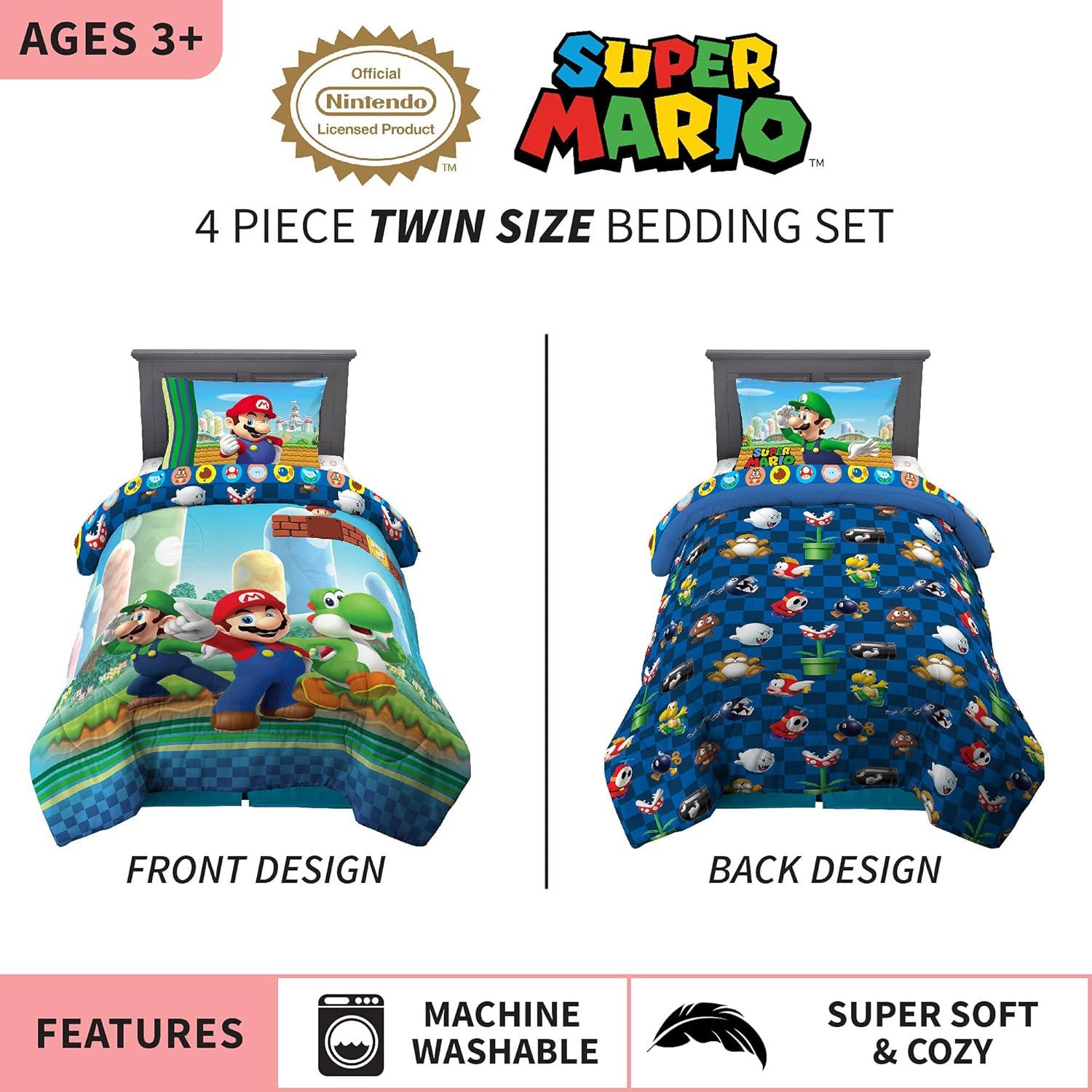 imageThomas amp Friends 4 Piece Toddler Bed Set Super Soft amp Cozy Reversible Microfiber Comforter and Sheets Officially Licensed Product by FrancoMario
