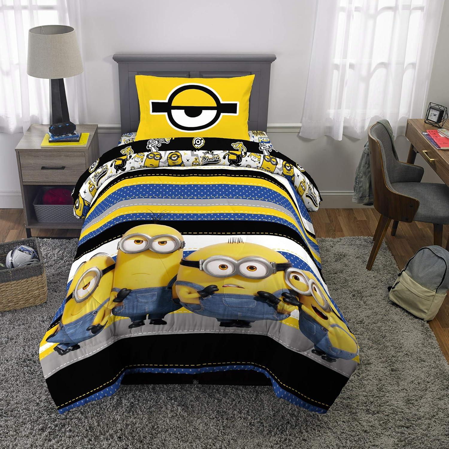 imageThomas amp Friends 4 Piece Toddler Bed Set Super Soft amp Cozy Reversible Microfiber Comforter and Sheets Officially Licensed Product by FrancoMinions the Rise of Gru