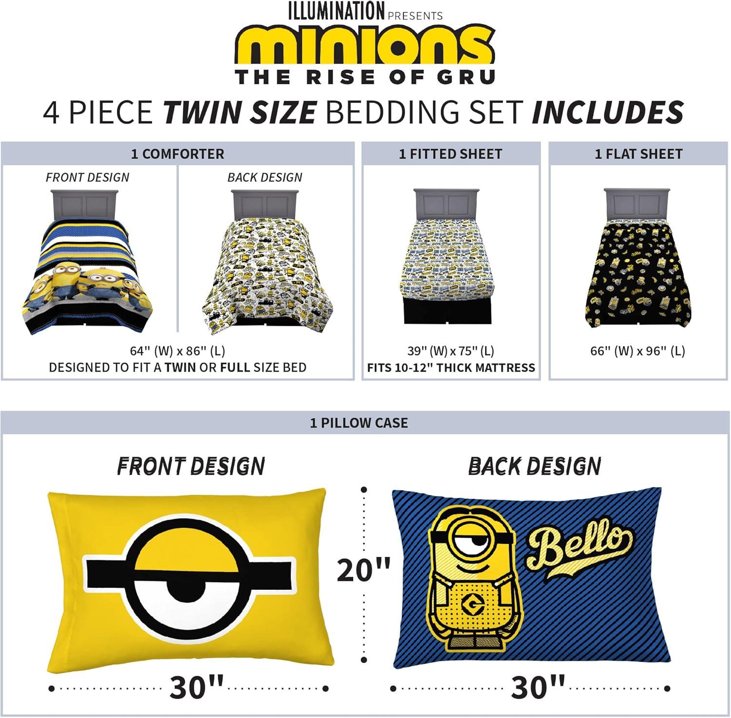 imageThomas amp Friends 4 Piece Toddler Bed Set Super Soft amp Cozy Reversible Microfiber Comforter and Sheets Officially Licensed Product by FrancoMinions the Rise of Gru