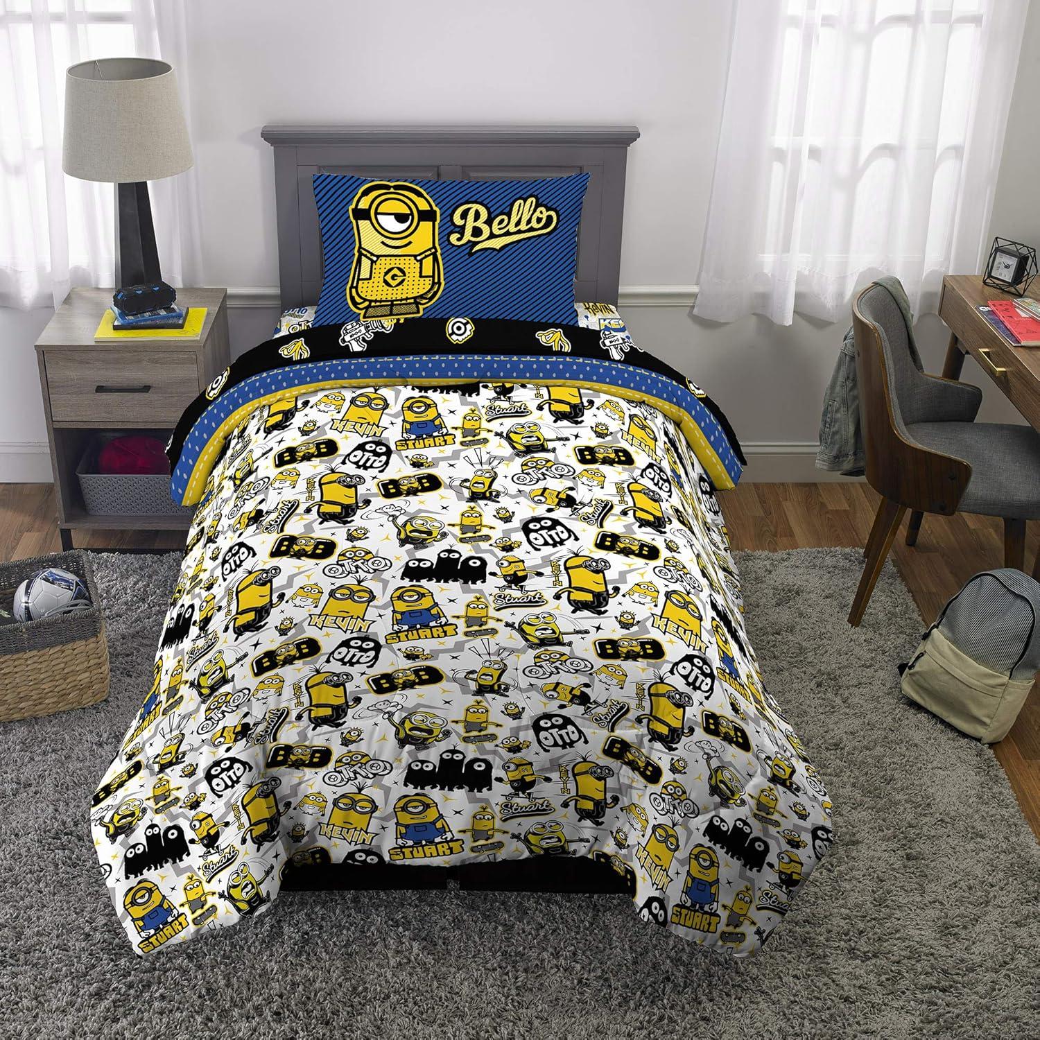 imageThomas amp Friends 4 Piece Toddler Bed Set Super Soft amp Cozy Reversible Microfiber Comforter and Sheets Officially Licensed Product by FrancoMinions the Rise of Gru