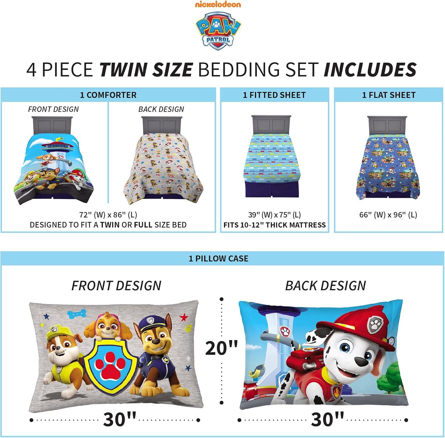imageThomas amp Friends 4 Piece Toddler Bed Set Super Soft amp Cozy Reversible Microfiber Comforter and Sheets Officially Licensed Product by FrancoPaw Patrol