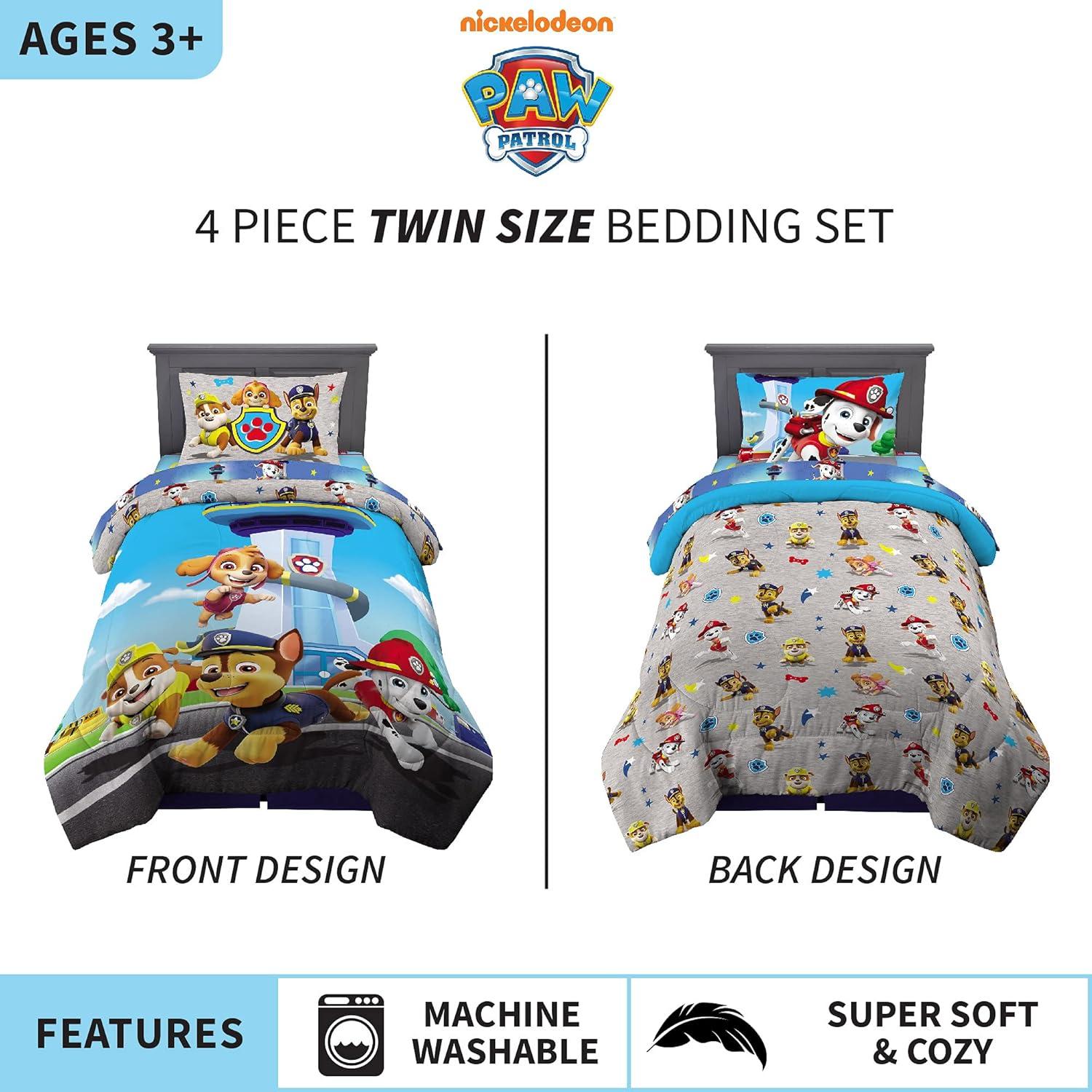 imageThomas amp Friends 4 Piece Toddler Bed Set Super Soft amp Cozy Reversible Microfiber Comforter and Sheets Officially Licensed Product by FrancoPaw Patrol