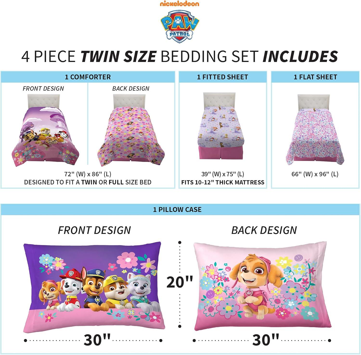 imageThomas amp Friends 4 Piece Toddler Bed Set Super Soft amp Cozy Reversible Microfiber Comforter and Sheets Officially Licensed Product by FrancoPaw Patrol Girls