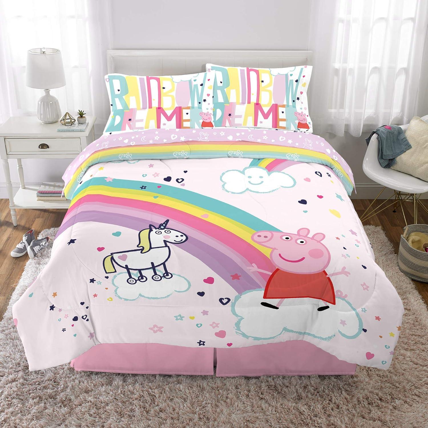 imageThomas amp Friends 4 Piece Toddler Bed Set Super Soft amp Cozy Reversible Microfiber Comforter and Sheets Officially Licensed Product by FrancoPeppa Pig