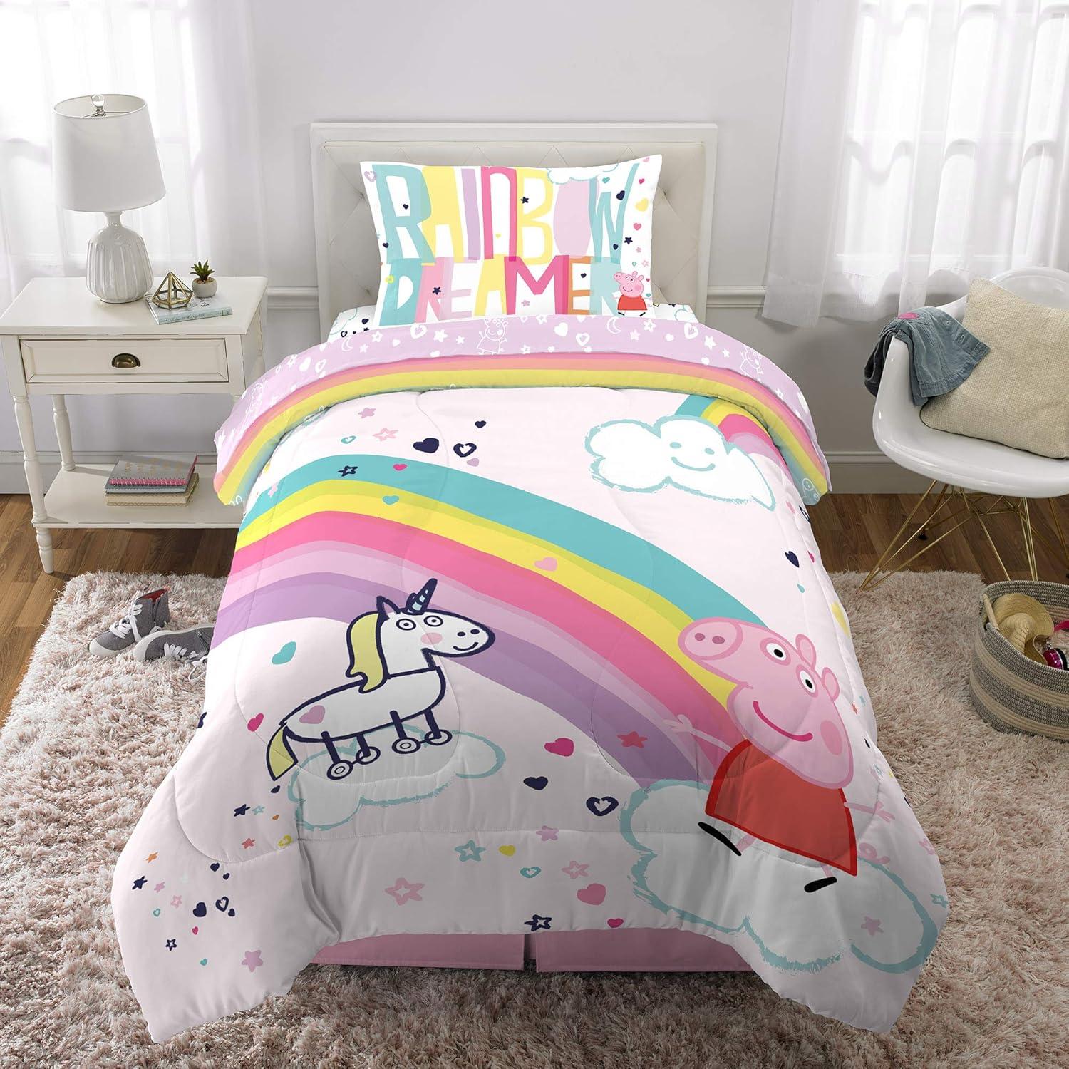 imageThomas amp Friends 4 Piece Toddler Bed Set Super Soft amp Cozy Reversible Microfiber Comforter and Sheets Officially Licensed Product by FrancoPeppa Pig