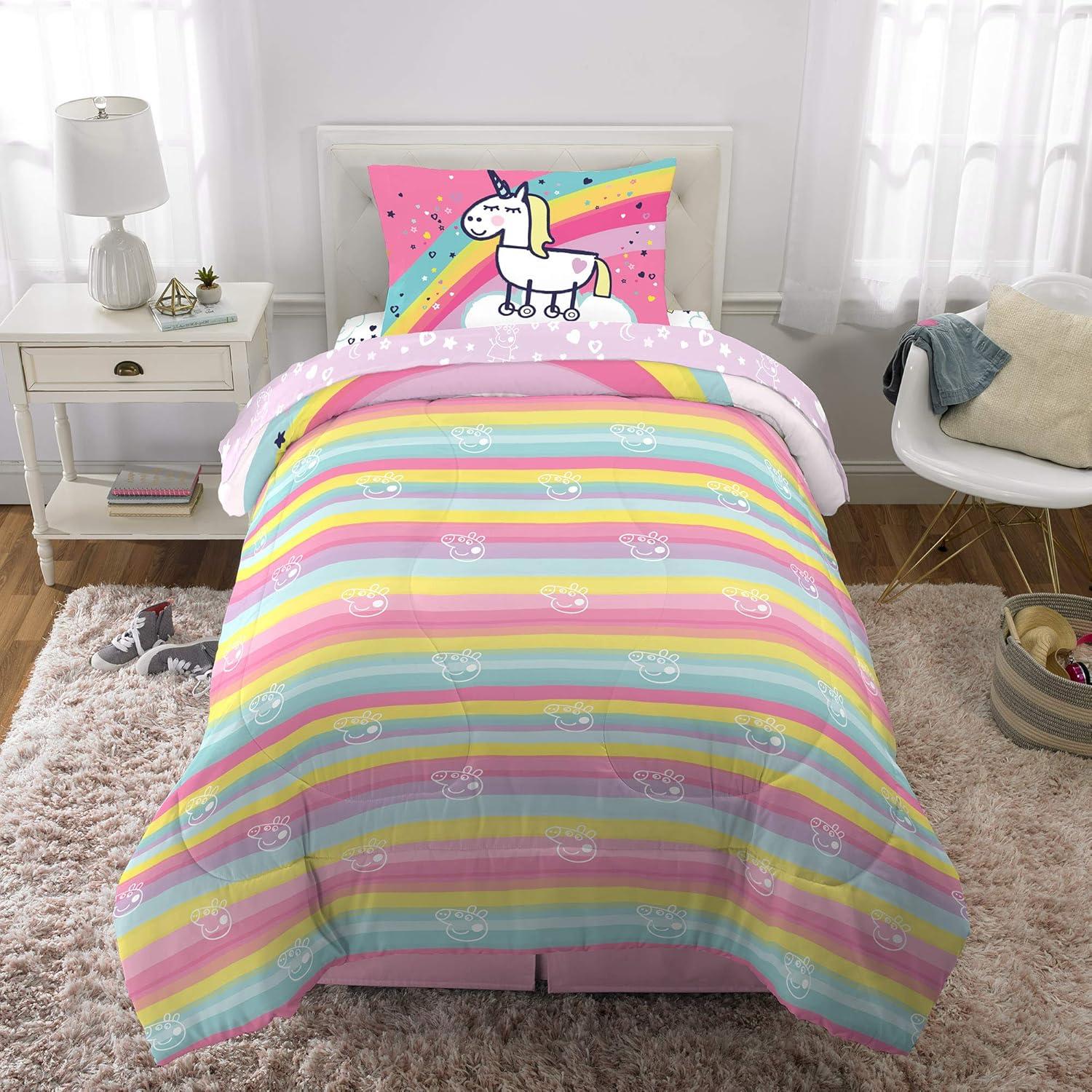 imageThomas amp Friends 4 Piece Toddler Bed Set Super Soft amp Cozy Reversible Microfiber Comforter and Sheets Officially Licensed Product by FrancoPeppa Pig