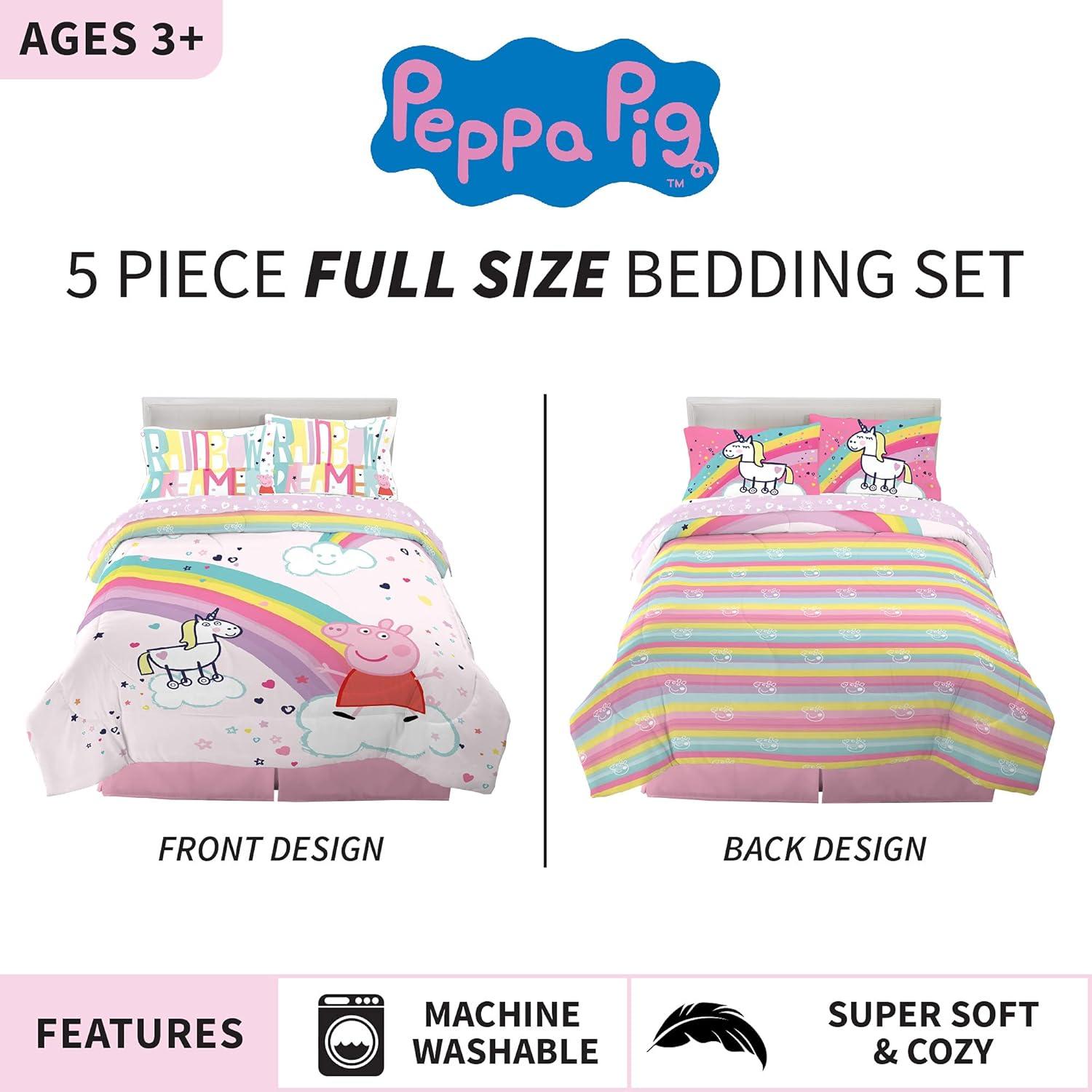 imageThomas amp Friends 4 Piece Toddler Bed Set Super Soft amp Cozy Reversible Microfiber Comforter and Sheets Officially Licensed Product by FrancoPeppa Pig