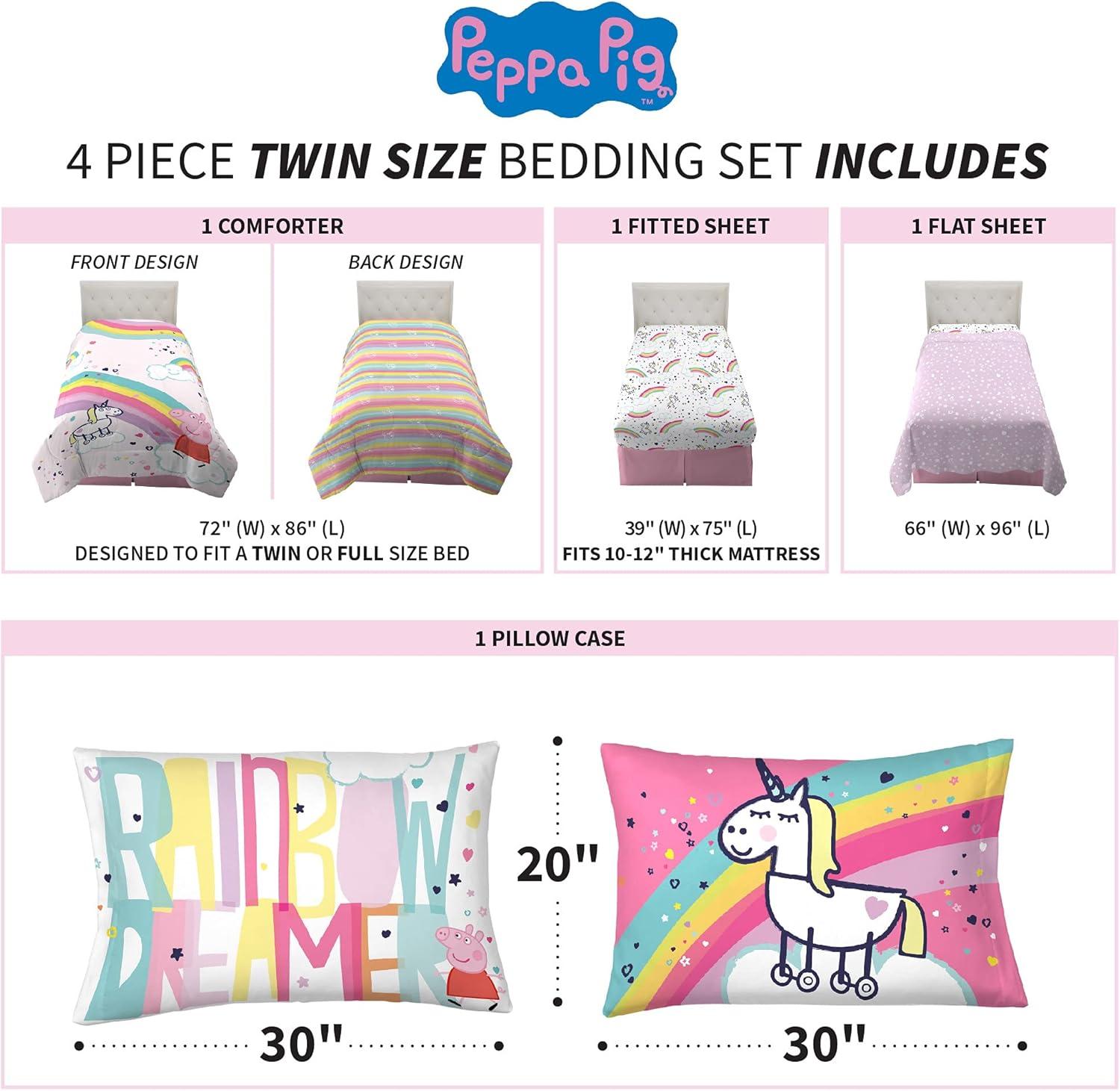 imageThomas amp Friends 4 Piece Toddler Bed Set Super Soft amp Cozy Reversible Microfiber Comforter and Sheets Officially Licensed Product by FrancoPeppa Pig