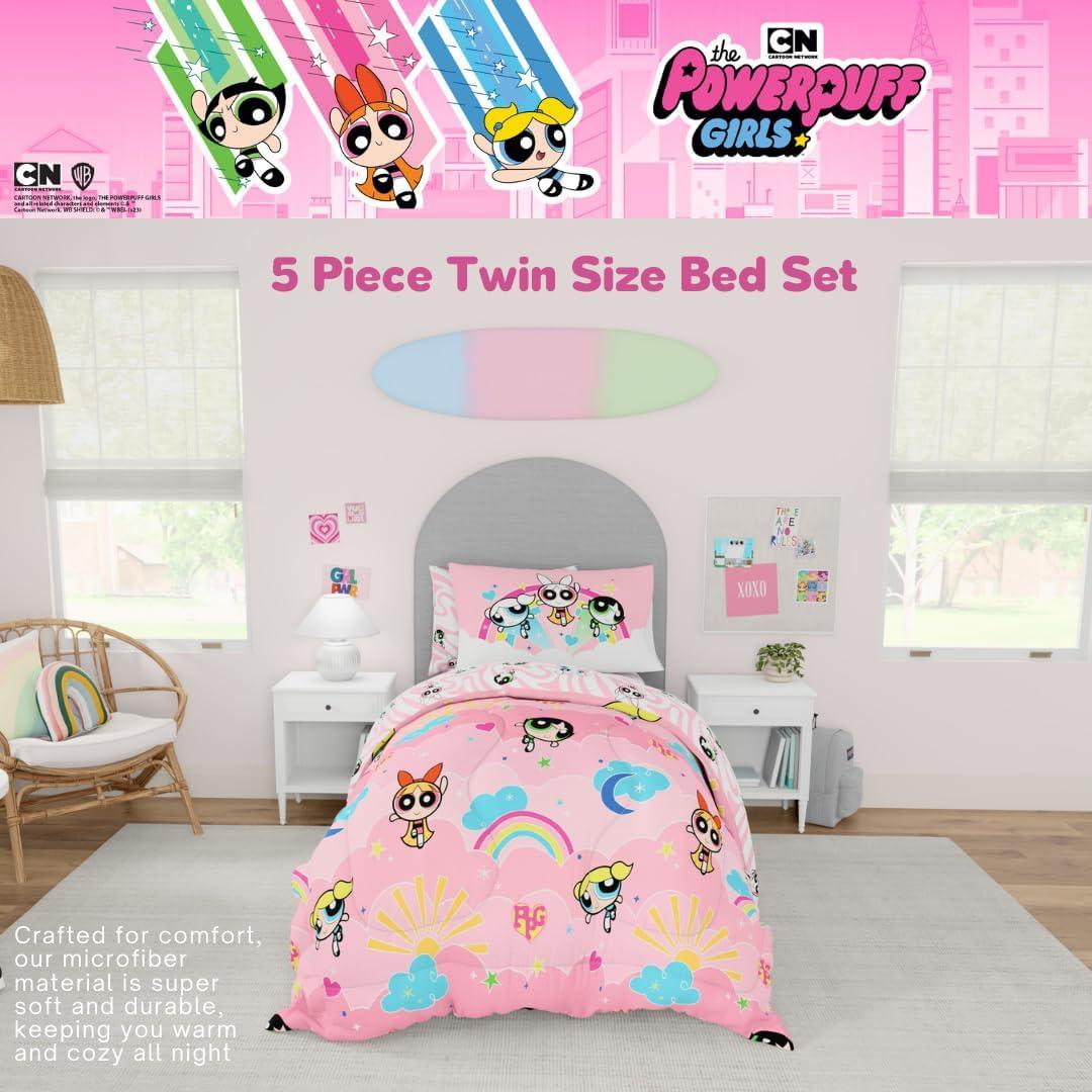 imageThomas amp Friends 4 Piece Toddler Bed Set Super Soft amp Cozy Reversible Microfiber Comforter and Sheets Officially Licensed Product by FrancoPink Powerpuff Girls