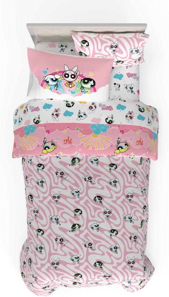 imageThomas amp Friends 4 Piece Toddler Bed Set Super Soft amp Cozy Reversible Microfiber Comforter and Sheets Officially Licensed Product by FrancoPink Powerpuff Girls