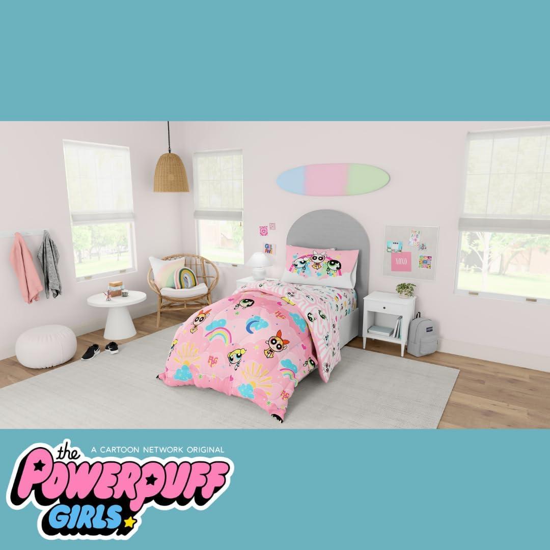 imageThomas amp Friends 4 Piece Toddler Bed Set Super Soft amp Cozy Reversible Microfiber Comforter and Sheets Officially Licensed Product by FrancoPink Powerpuff Girls