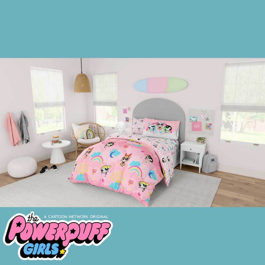 imageThomas amp Friends 4 Piece Toddler Bed Set Super Soft amp Cozy Reversible Microfiber Comforter and Sheets Officially Licensed Product by FrancoPink Powerpuff Girls