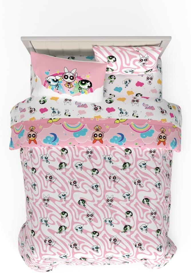 imageThomas amp Friends 4 Piece Toddler Bed Set Super Soft amp Cozy Reversible Microfiber Comforter and Sheets Officially Licensed Product by FrancoPink Powerpuff Girls