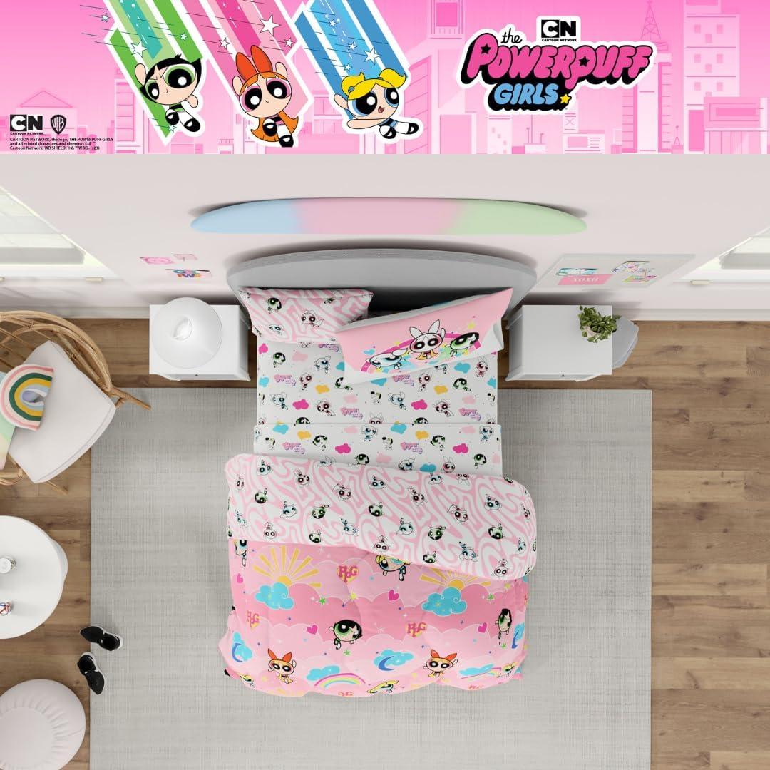 imageThomas amp Friends 4 Piece Toddler Bed Set Super Soft amp Cozy Reversible Microfiber Comforter and Sheets Officially Licensed Product by FrancoPink Powerpuff Girls