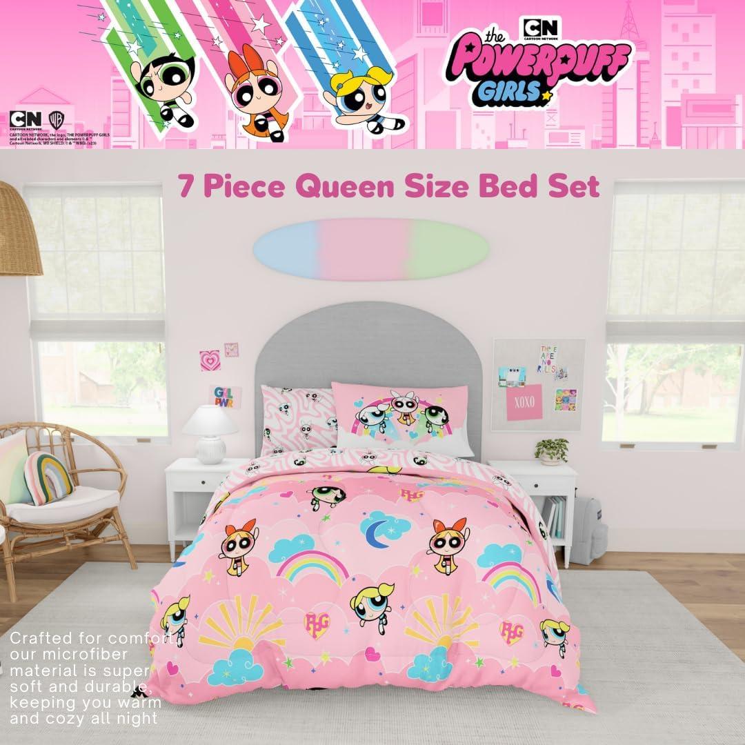 imageThomas amp Friends 4 Piece Toddler Bed Set Super Soft amp Cozy Reversible Microfiber Comforter and Sheets Officially Licensed Product by FrancoPink Powerpuff Girls