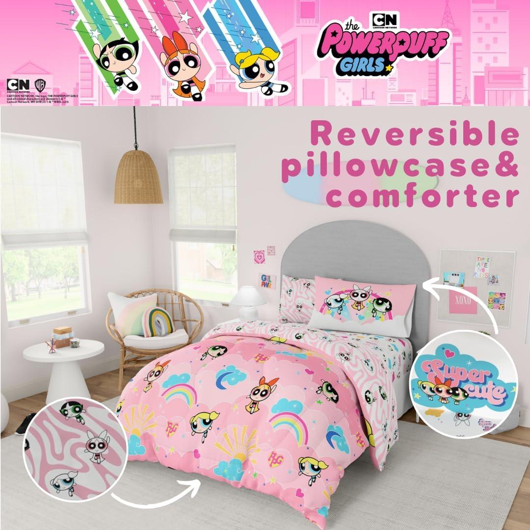 imageThomas amp Friends 4 Piece Toddler Bed Set Super Soft amp Cozy Reversible Microfiber Comforter and Sheets Officially Licensed Product by FrancoPink Powerpuff Girls