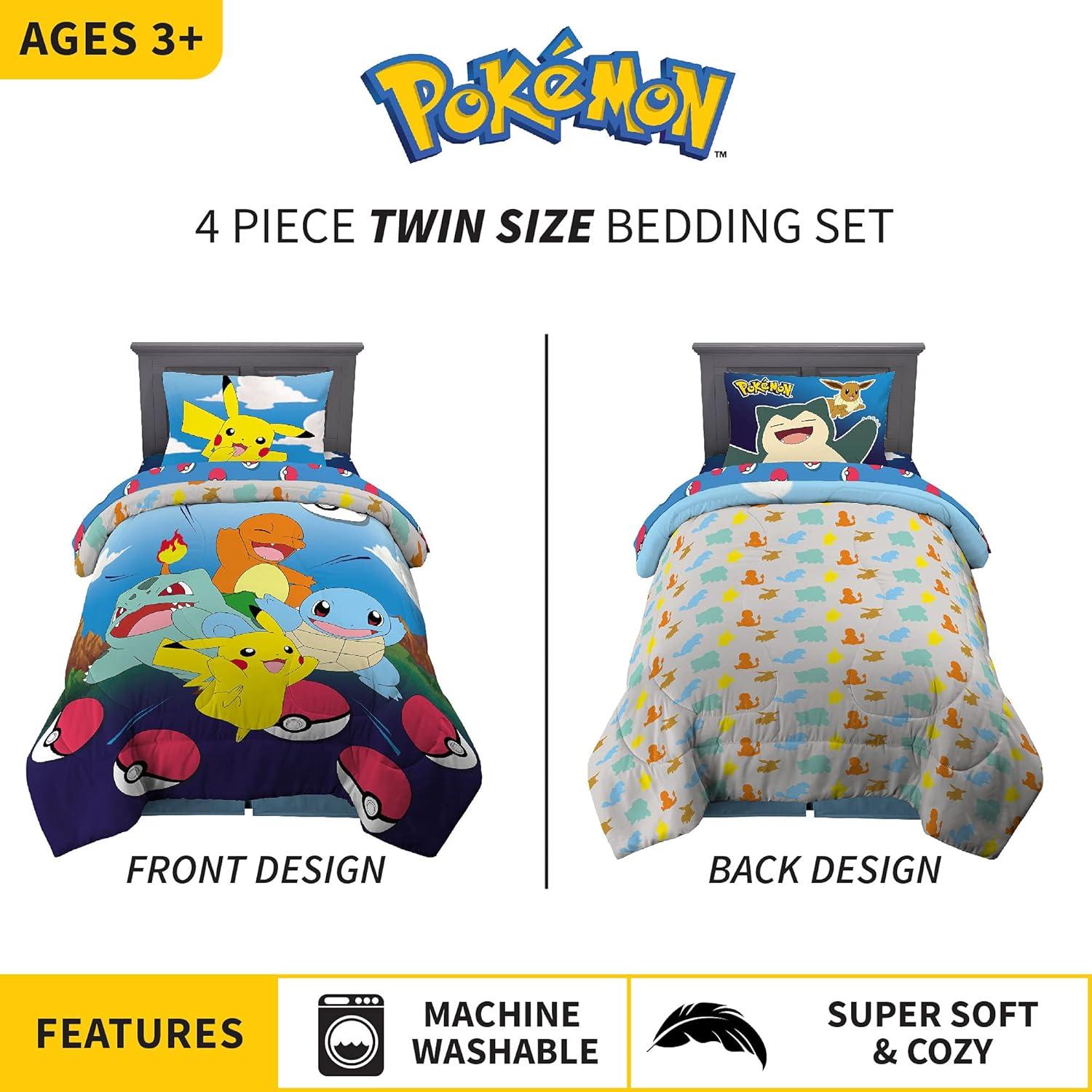 imageThomas amp Friends 4 Piece Toddler Bed Set Super Soft amp Cozy Reversible Microfiber Comforter and Sheets Officially Licensed Product by FrancoPokemon