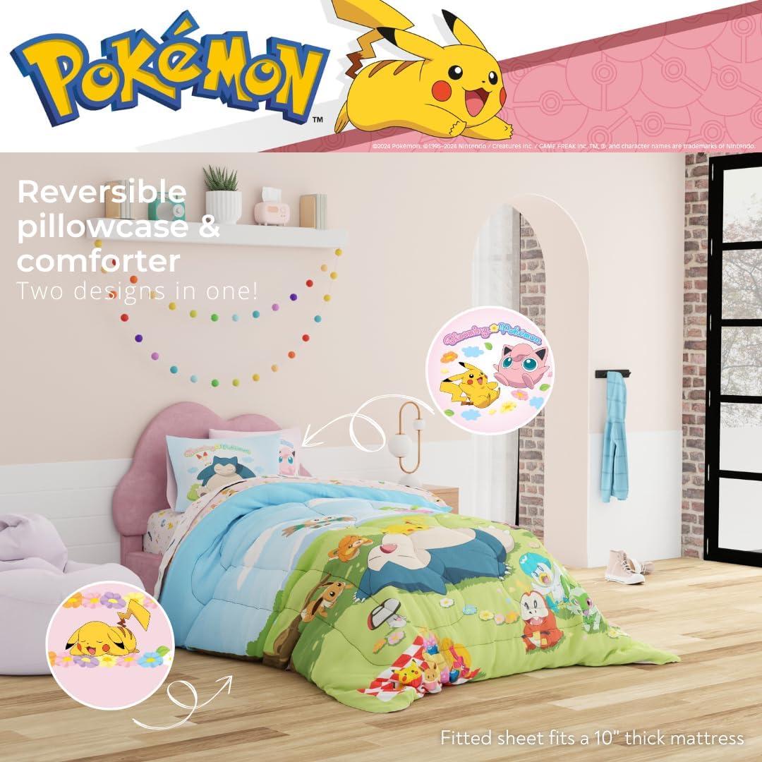 imageThomas amp Friends 4 Piece Toddler Bed Set Super Soft amp Cozy Reversible Microfiber Comforter and Sheets Officially Licensed Product by FrancoPokemon Snorlax