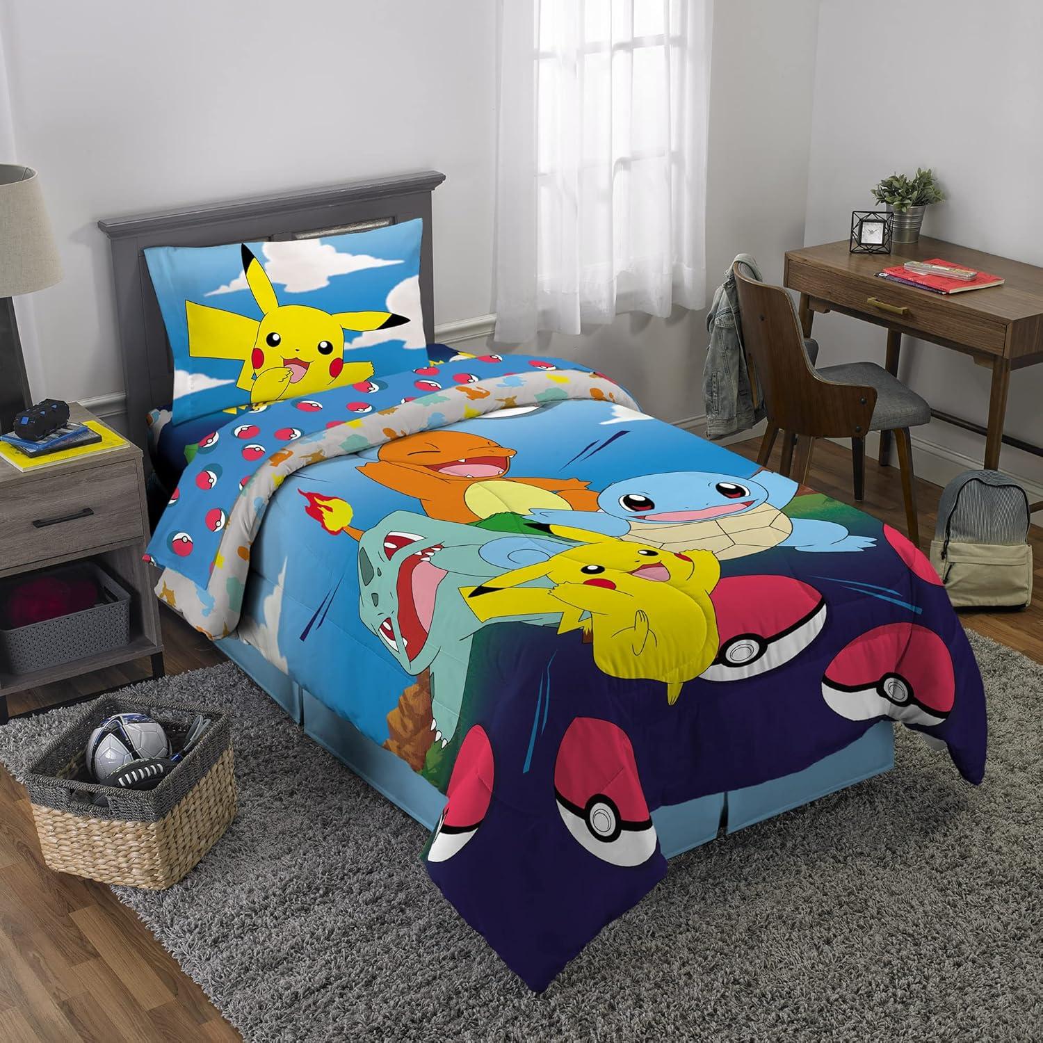 imageThomas amp Friends 4 Piece Toddler Bed Set Super Soft amp Cozy Reversible Microfiber Comforter and Sheets Officially Licensed Product by FrancoPokemon