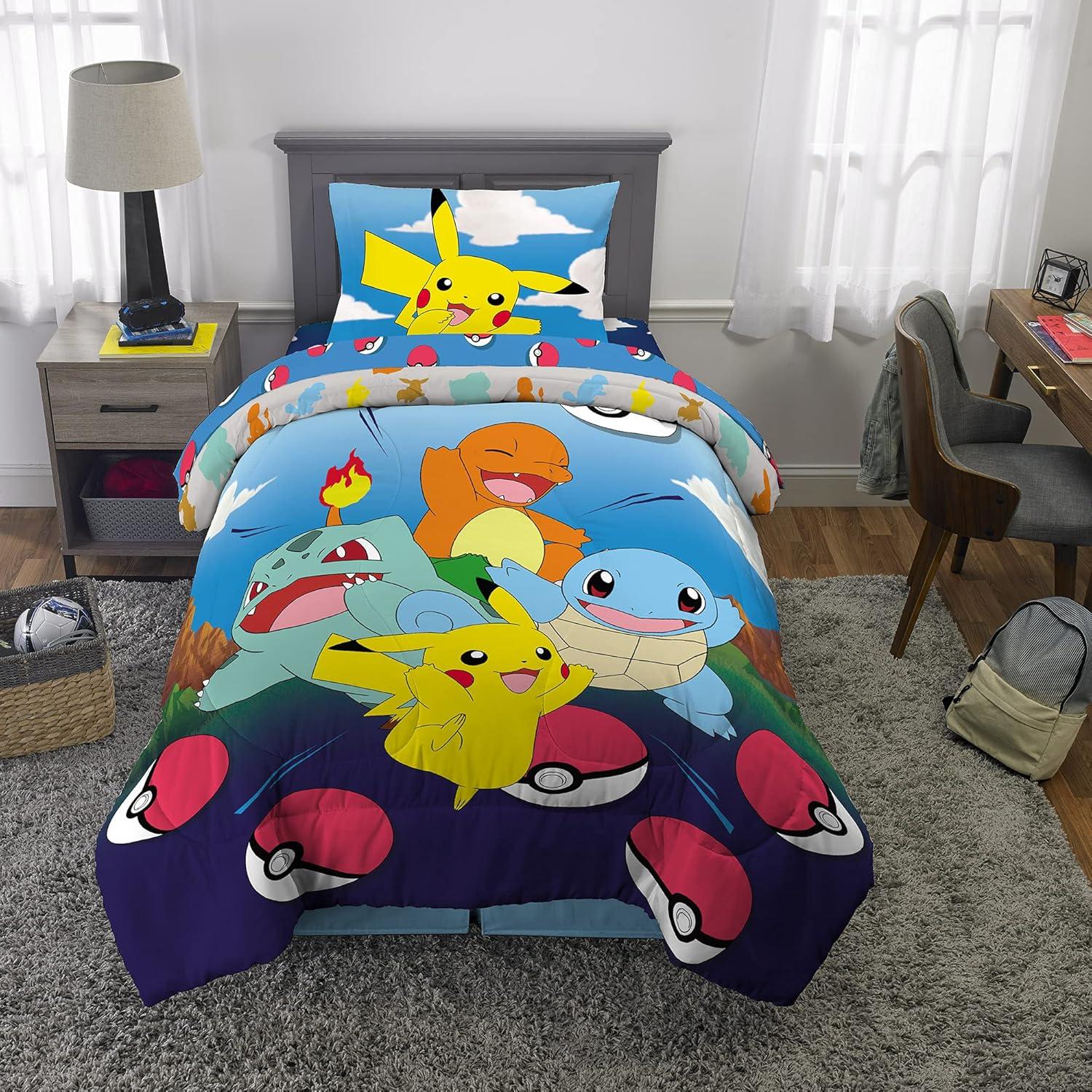 imageThomas amp Friends 4 Piece Toddler Bed Set Super Soft amp Cozy Reversible Microfiber Comforter and Sheets Officially Licensed Product by FrancoPokemon