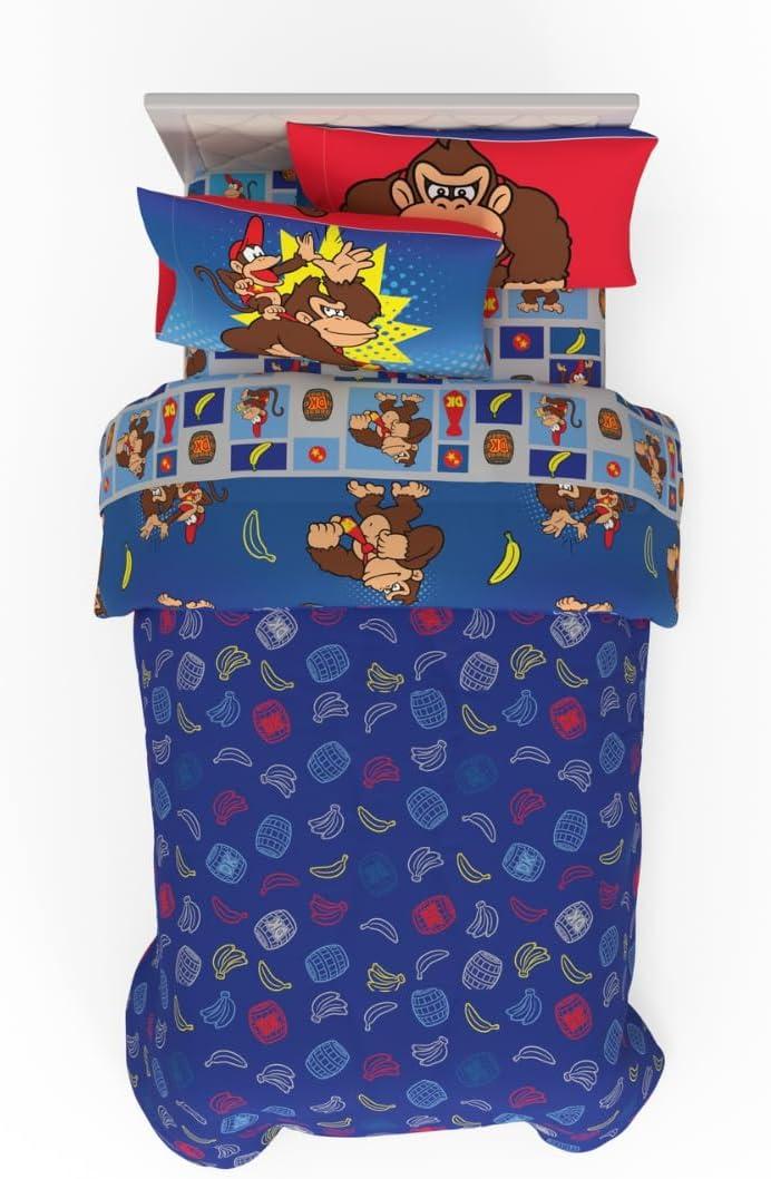 imageThomas amp Friends 4 Piece Toddler Bed Set Super Soft amp Cozy Reversible Microfiber Comforter and Sheets Officially Licensed Product by FrancoRed Donkey Kong