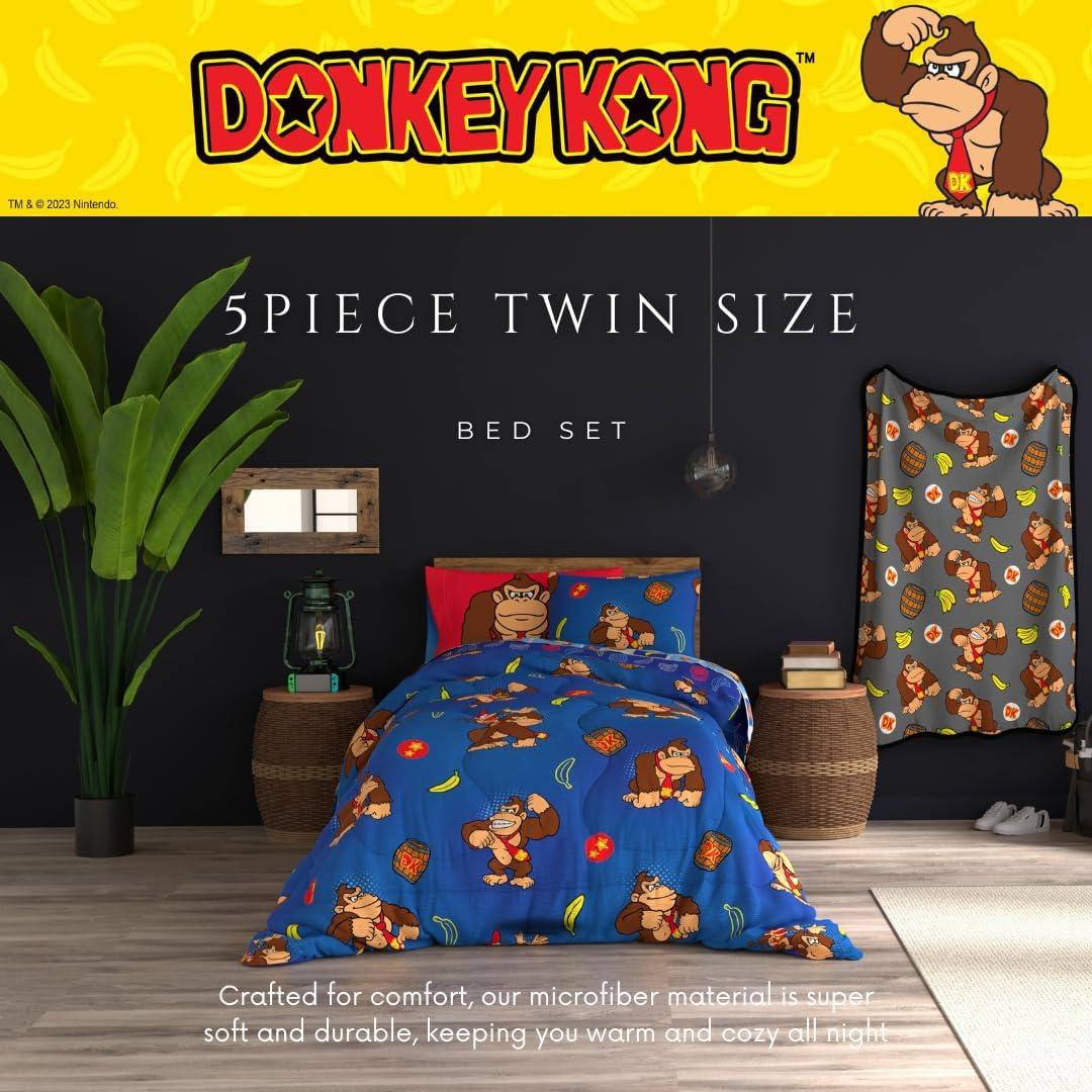 imageThomas amp Friends 4 Piece Toddler Bed Set Super Soft amp Cozy Reversible Microfiber Comforter and Sheets Officially Licensed Product by FrancoRed Donkey Kong