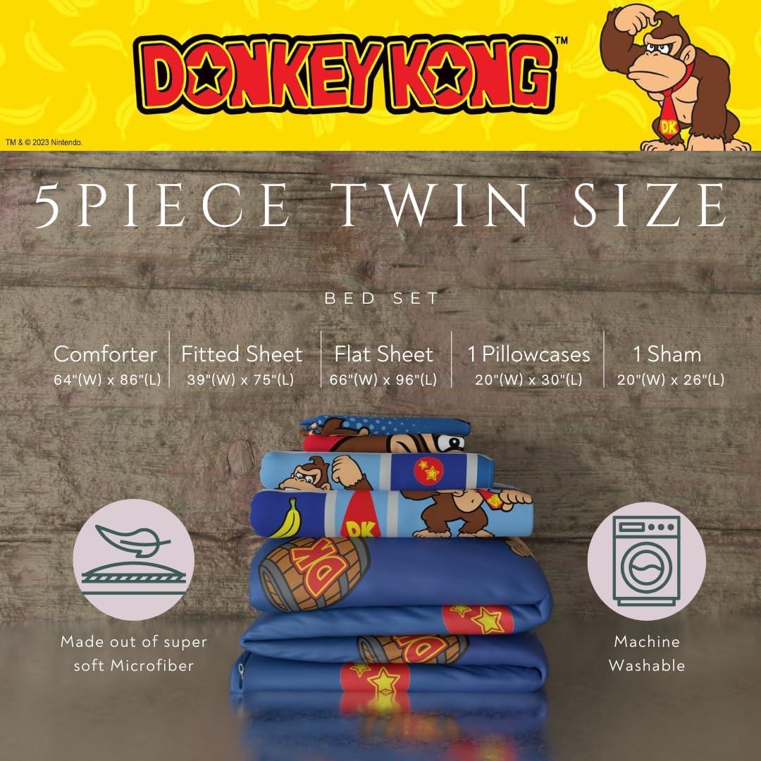imageThomas amp Friends 4 Piece Toddler Bed Set Super Soft amp Cozy Reversible Microfiber Comforter and Sheets Officially Licensed Product by FrancoRed Donkey Kong