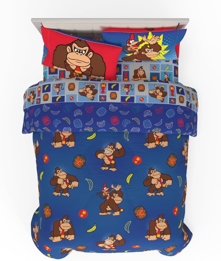 imageThomas amp Friends 4 Piece Toddler Bed Set Super Soft amp Cozy Reversible Microfiber Comforter and Sheets Officially Licensed Product by FrancoRed Donkey Kong