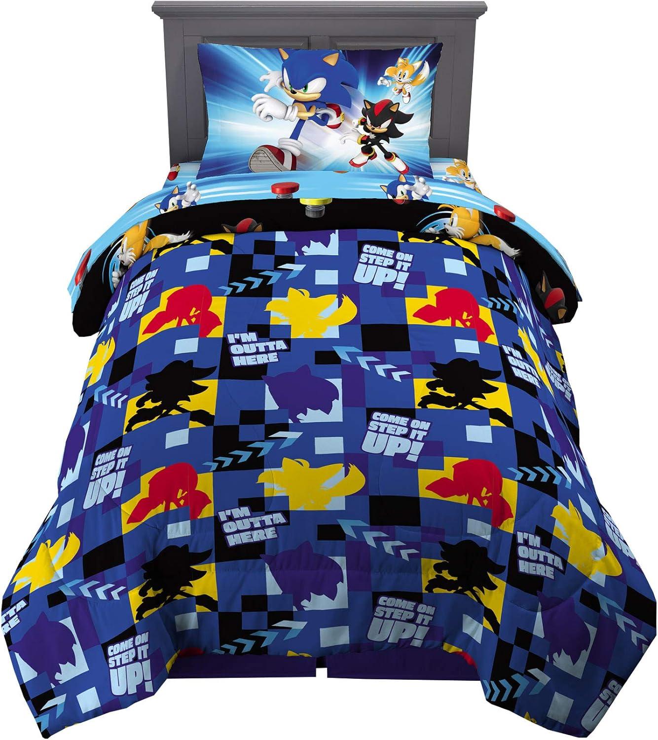imageThomas amp Friends 4 Piece Toddler Bed Set Super Soft amp Cozy Reversible Microfiber Comforter and Sheets Officially Licensed Product by FrancoSonic the Hedgehog