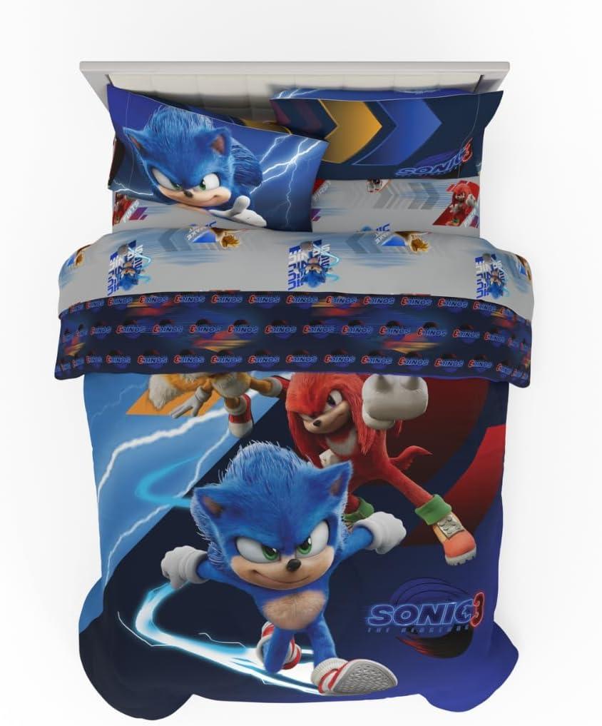 imageThomas amp Friends 4 Piece Toddler Bed Set Super Soft amp Cozy Reversible Microfiber Comforter and Sheets Officially Licensed Product by FrancoSonic the Hedgehog 3