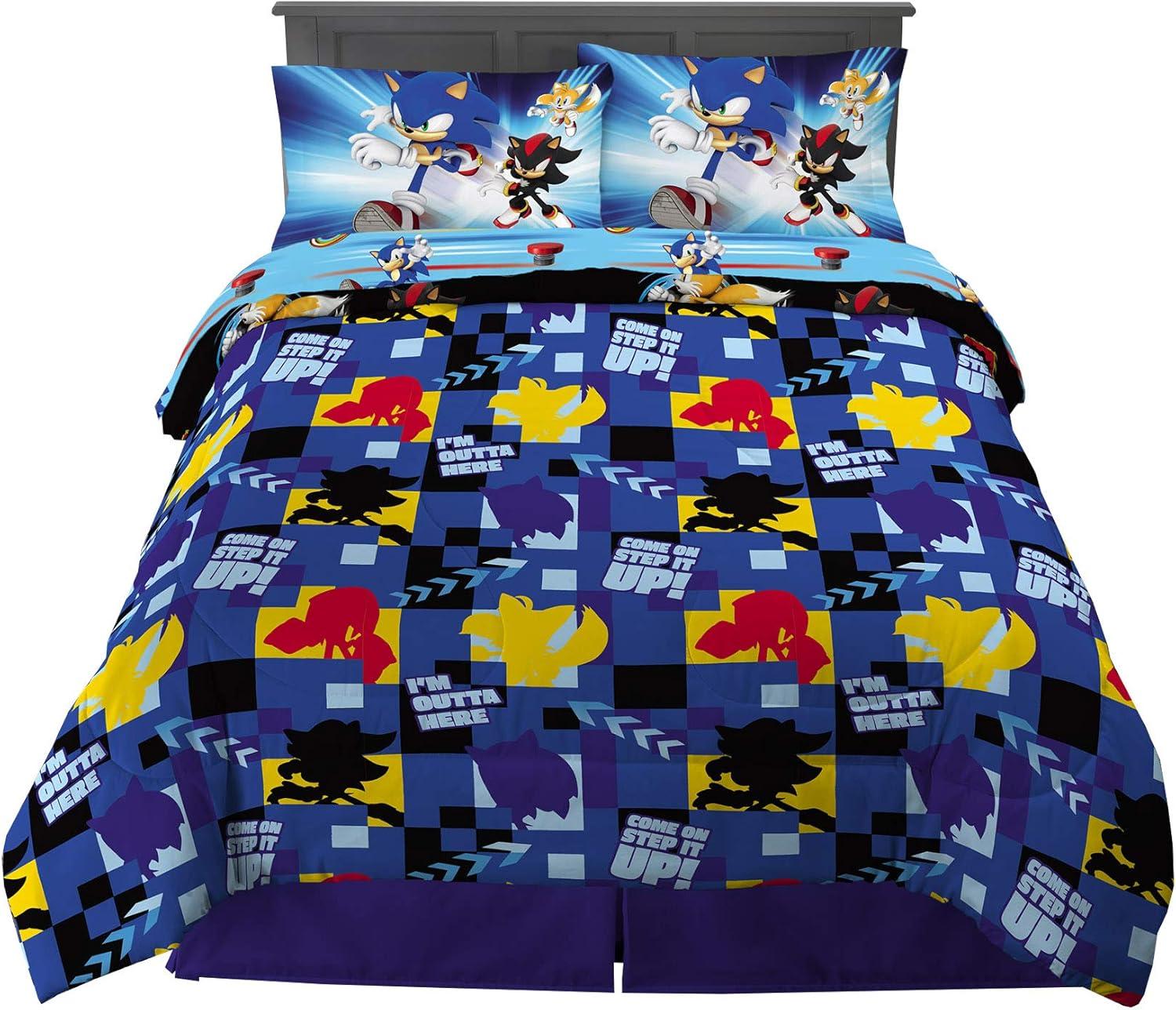 imageThomas amp Friends 4 Piece Toddler Bed Set Super Soft amp Cozy Reversible Microfiber Comforter and Sheets Officially Licensed Product by FrancoSonic the Hedgehog
