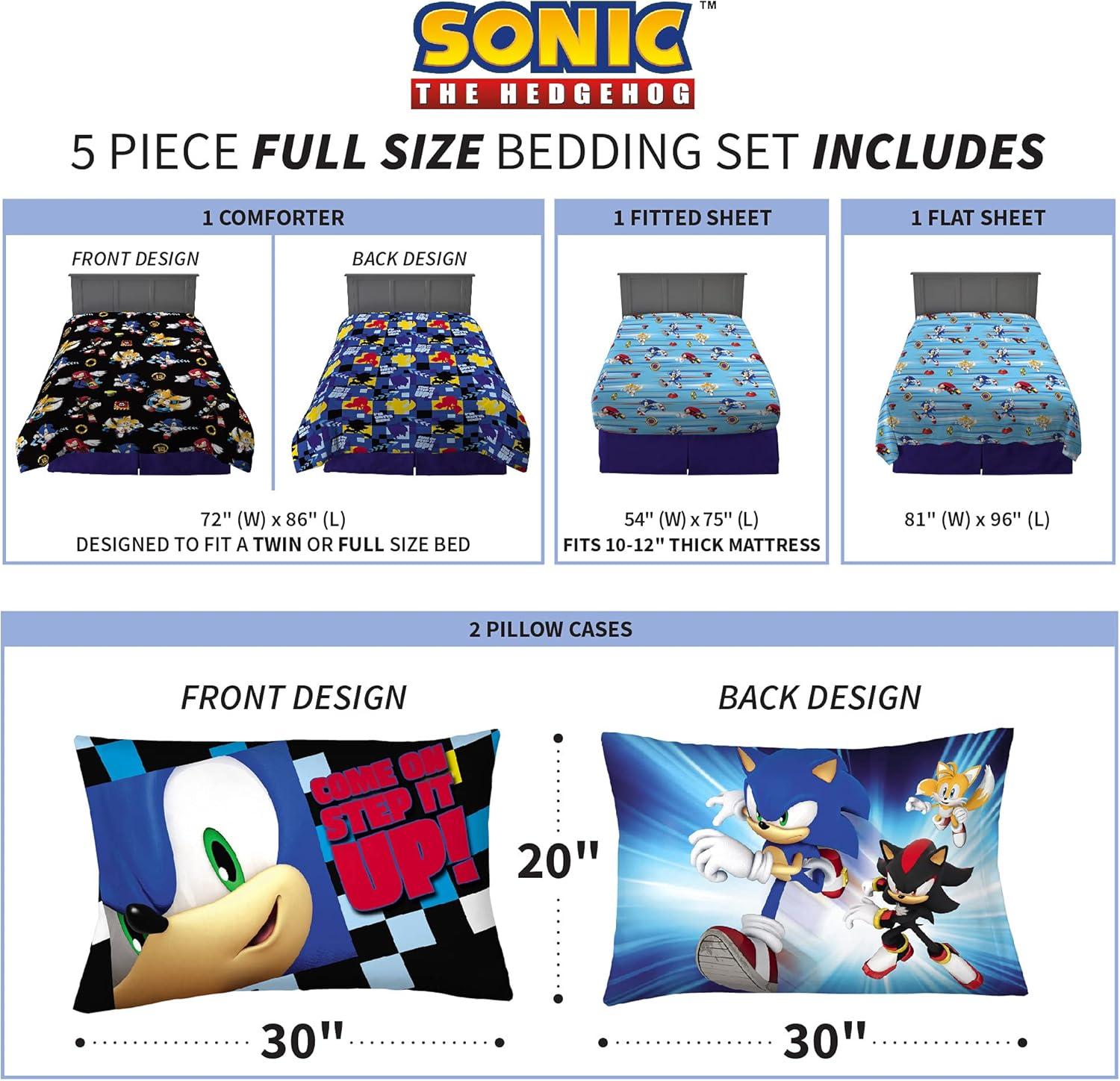 imageThomas amp Friends 4 Piece Toddler Bed Set Super Soft amp Cozy Reversible Microfiber Comforter and Sheets Officially Licensed Product by FrancoSonic the Hedgehog