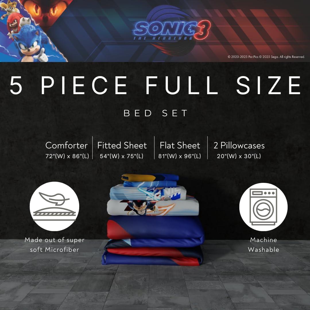imageThomas amp Friends 4 Piece Toddler Bed Set Super Soft amp Cozy Reversible Microfiber Comforter and Sheets Officially Licensed Product by FrancoSonic the Hedgehog 3