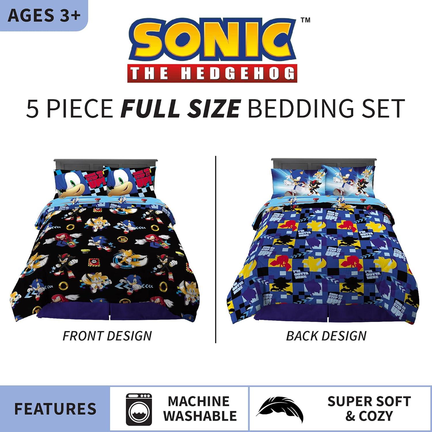imageThomas amp Friends 4 Piece Toddler Bed Set Super Soft amp Cozy Reversible Microfiber Comforter and Sheets Officially Licensed Product by FrancoSonic the Hedgehog