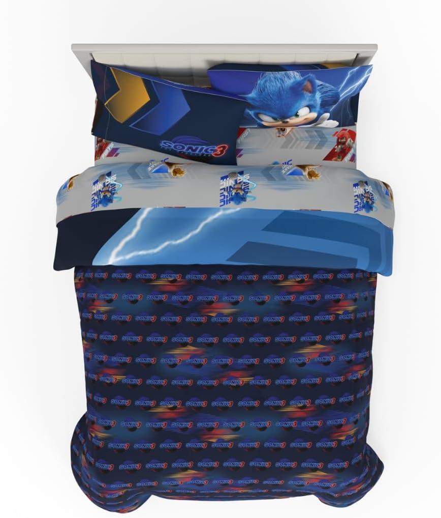 imageThomas amp Friends 4 Piece Toddler Bed Set Super Soft amp Cozy Reversible Microfiber Comforter and Sheets Officially Licensed Product by FrancoSonic the Hedgehog 3