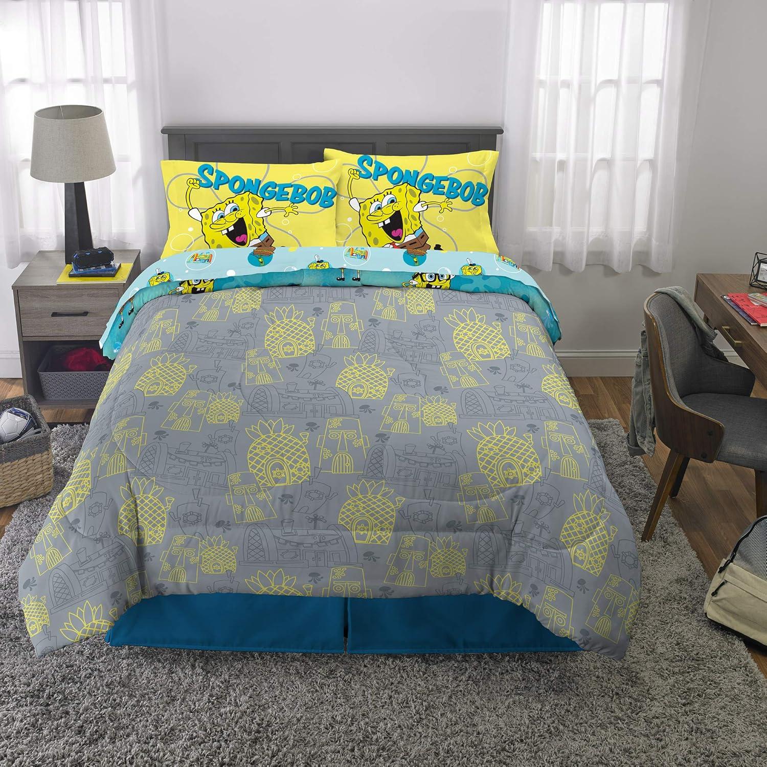 imageThomas amp Friends 4 Piece Toddler Bed Set Super Soft amp Cozy Reversible Microfiber Comforter and Sheets Officially Licensed Product by FrancoSpongebob
