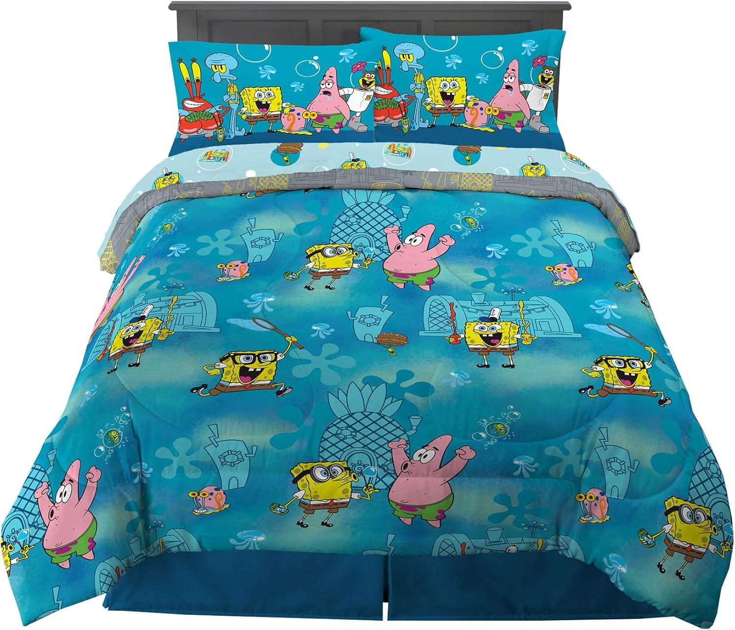 imageThomas amp Friends 4 Piece Toddler Bed Set Super Soft amp Cozy Reversible Microfiber Comforter and Sheets Officially Licensed Product by FrancoSpongebob