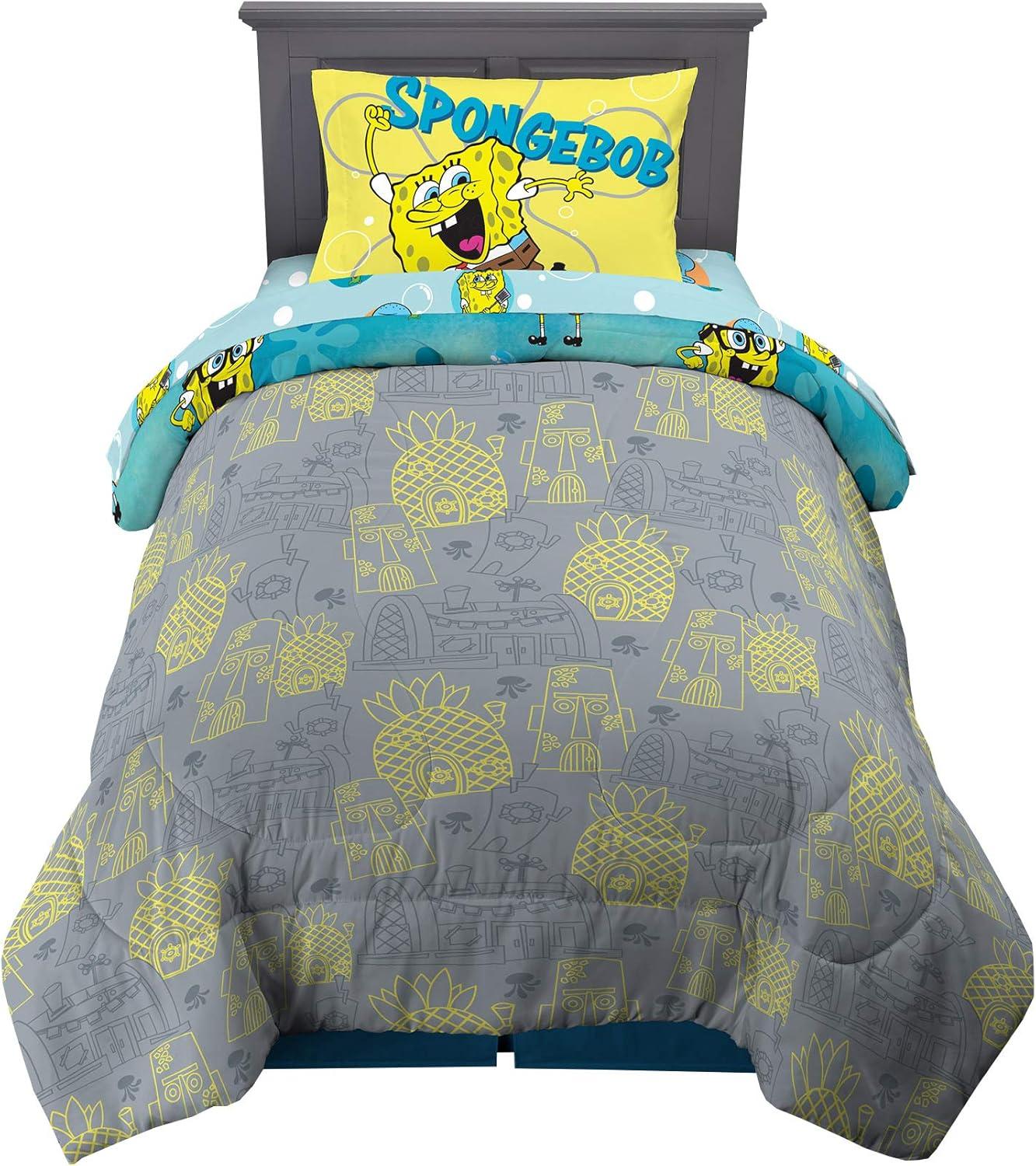 imageThomas amp Friends 4 Piece Toddler Bed Set Super Soft amp Cozy Reversible Microfiber Comforter and Sheets Officially Licensed Product by FrancoSpongebob