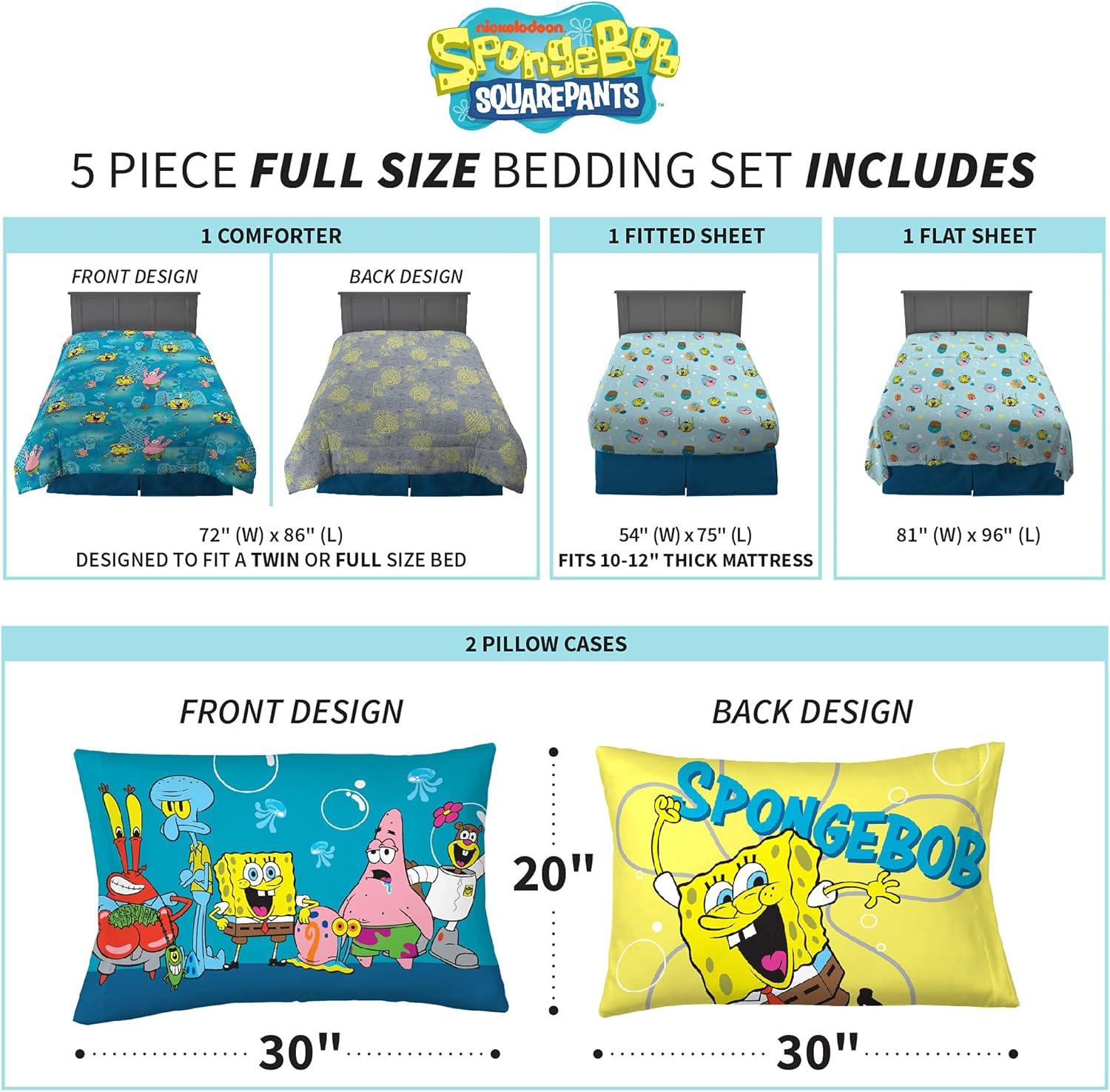 imageThomas amp Friends 4 Piece Toddler Bed Set Super Soft amp Cozy Reversible Microfiber Comforter and Sheets Officially Licensed Product by FrancoSpongebob