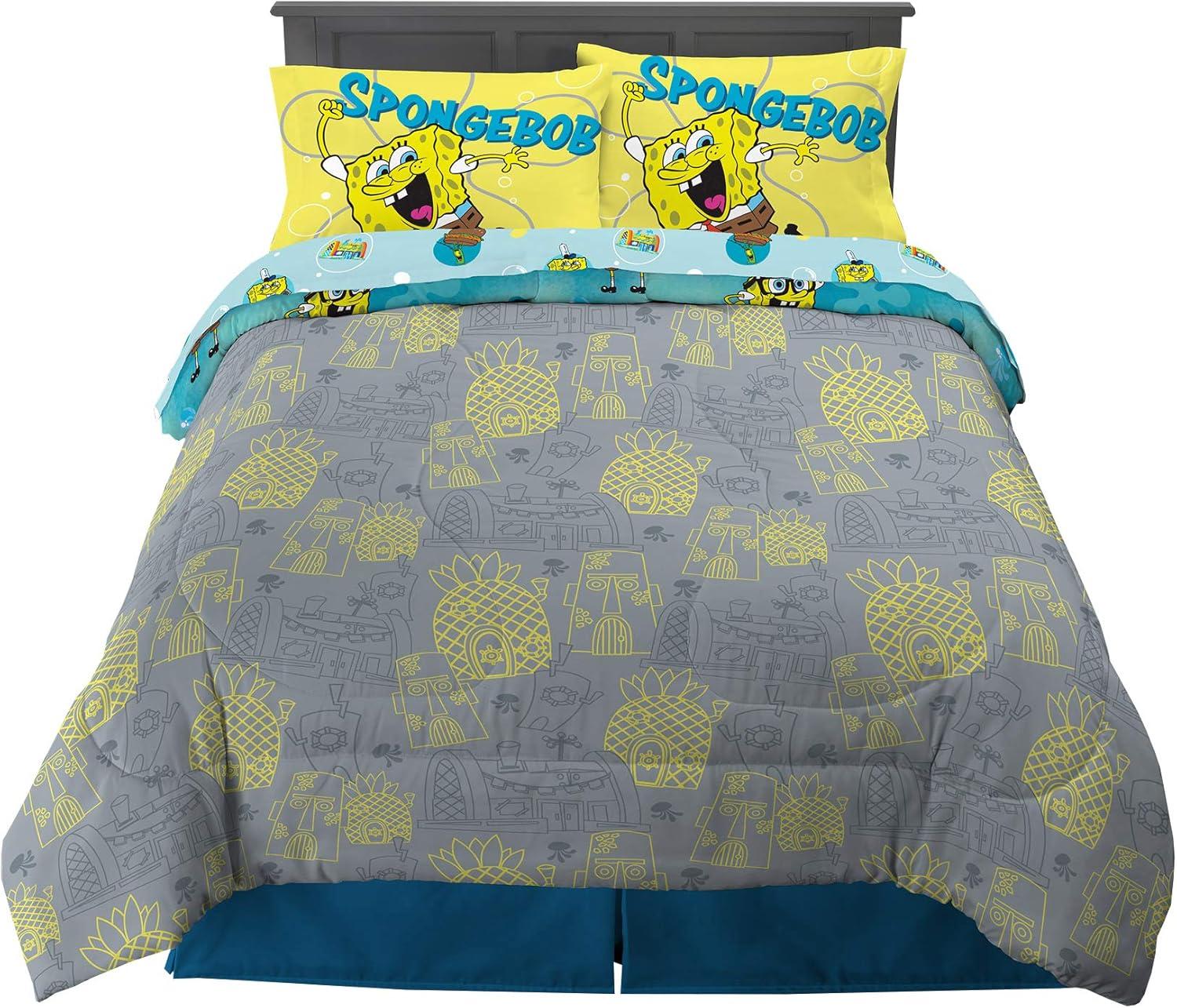 imageThomas amp Friends 4 Piece Toddler Bed Set Super Soft amp Cozy Reversible Microfiber Comforter and Sheets Officially Licensed Product by FrancoSpongebob