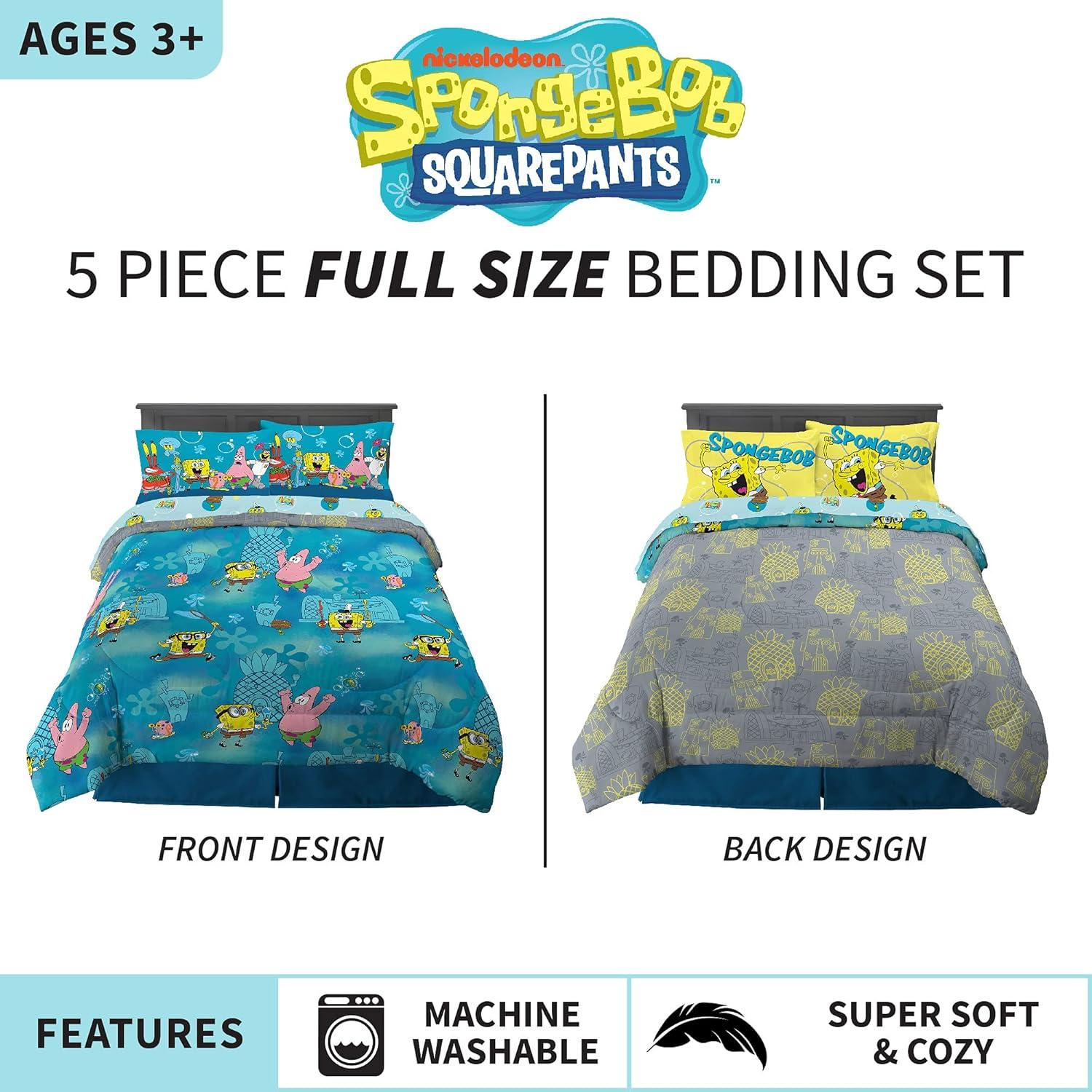 imageThomas amp Friends 4 Piece Toddler Bed Set Super Soft amp Cozy Reversible Microfiber Comforter and Sheets Officially Licensed Product by FrancoSpongebob