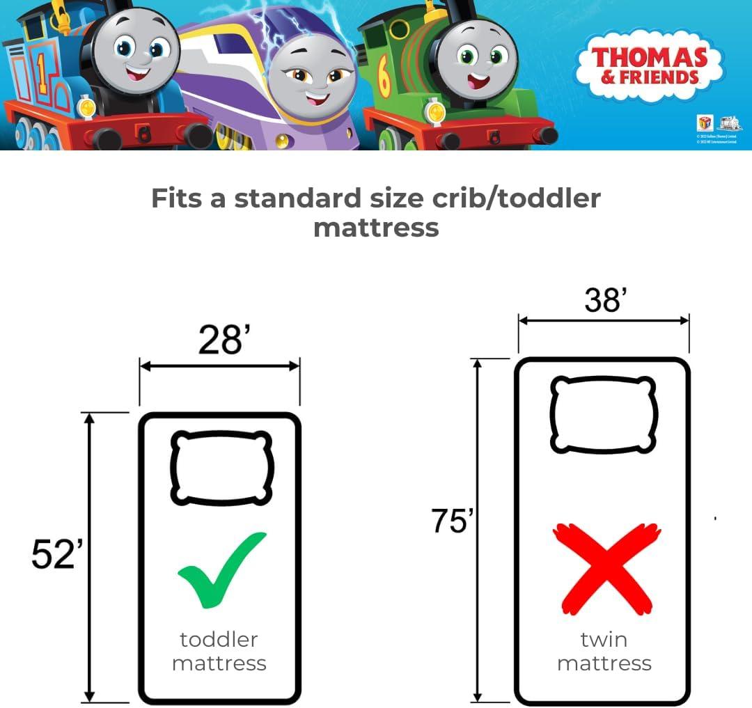 imageThomas amp Friends 4 Piece Toddler Bed Set Super Soft amp Cozy Reversible Microfiber Comforter and Sheets Officially Licensed Product by FrancoThomas Friends