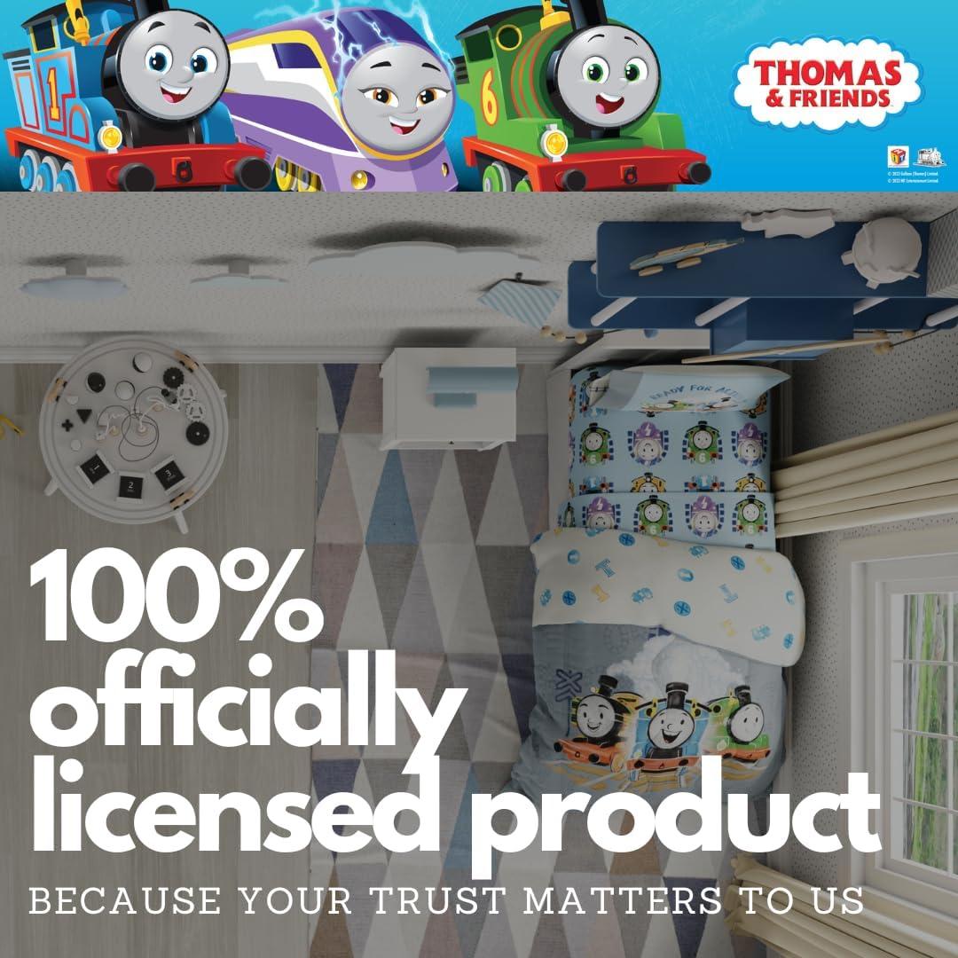 imageThomas amp Friends 4 Piece Toddler Bed Set Super Soft amp Cozy Reversible Microfiber Comforter and Sheets Officially Licensed Product by FrancoThomas Friends