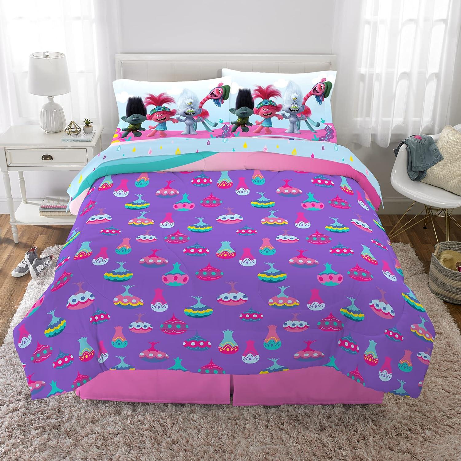 imageThomas amp Friends 4 Piece Toddler Bed Set Super Soft amp Cozy Reversible Microfiber Comforter and Sheets Officially Licensed Product by FrancoTrolls World Tour