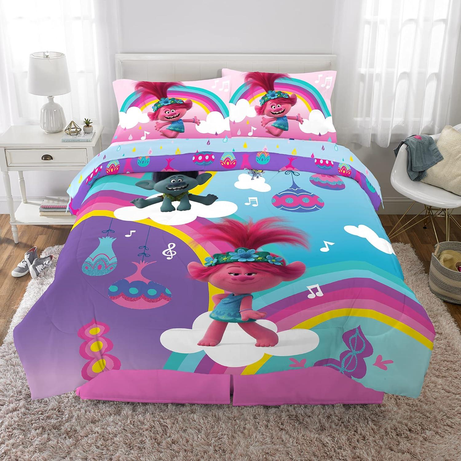 imageThomas amp Friends 4 Piece Toddler Bed Set Super Soft amp Cozy Reversible Microfiber Comforter and Sheets Officially Licensed Product by FrancoTrolls World Tour