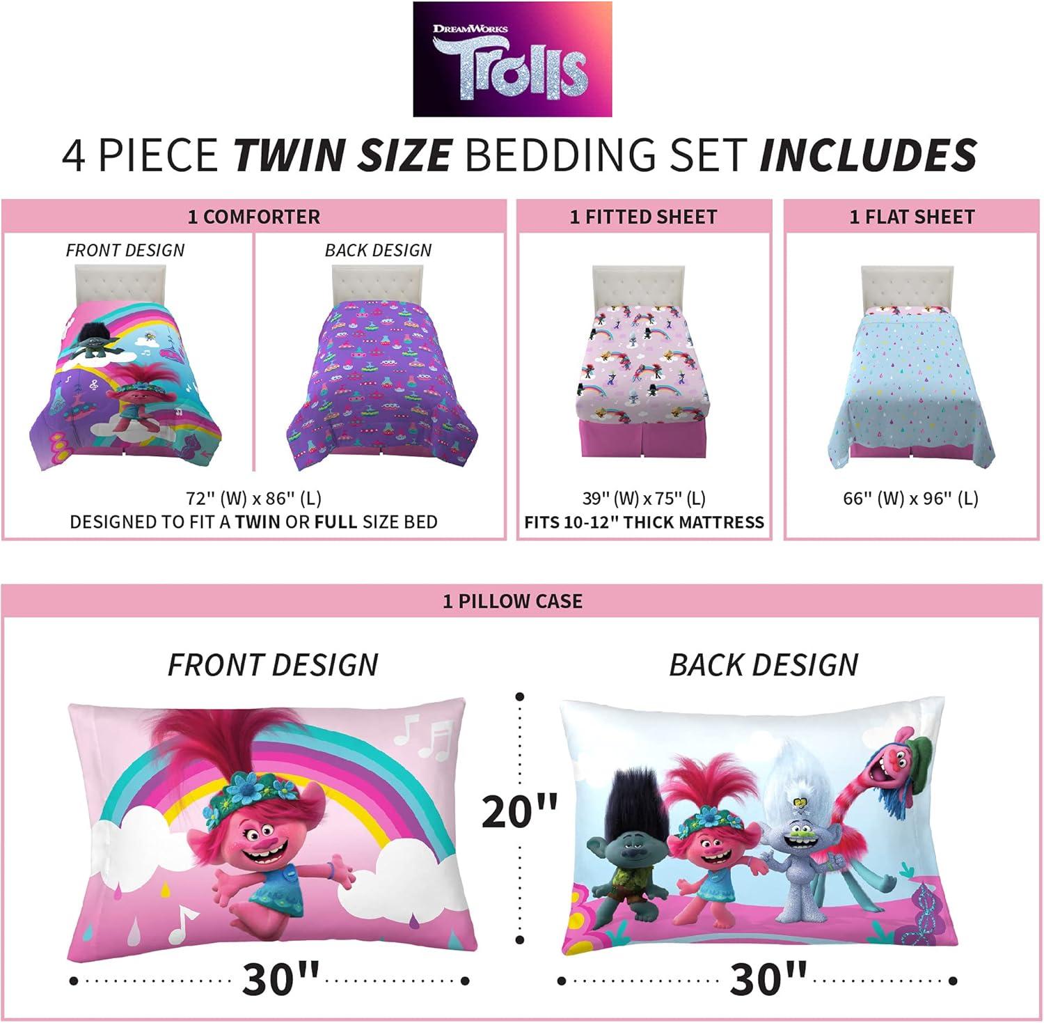 imageThomas amp Friends 4 Piece Toddler Bed Set Super Soft amp Cozy Reversible Microfiber Comforter and Sheets Officially Licensed Product by FrancoTrolls World Tour