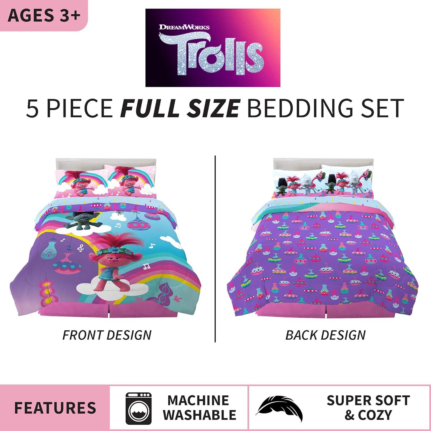 imageThomas amp Friends 4 Piece Toddler Bed Set Super Soft amp Cozy Reversible Microfiber Comforter and Sheets Officially Licensed Product by FrancoTrolls World Tour