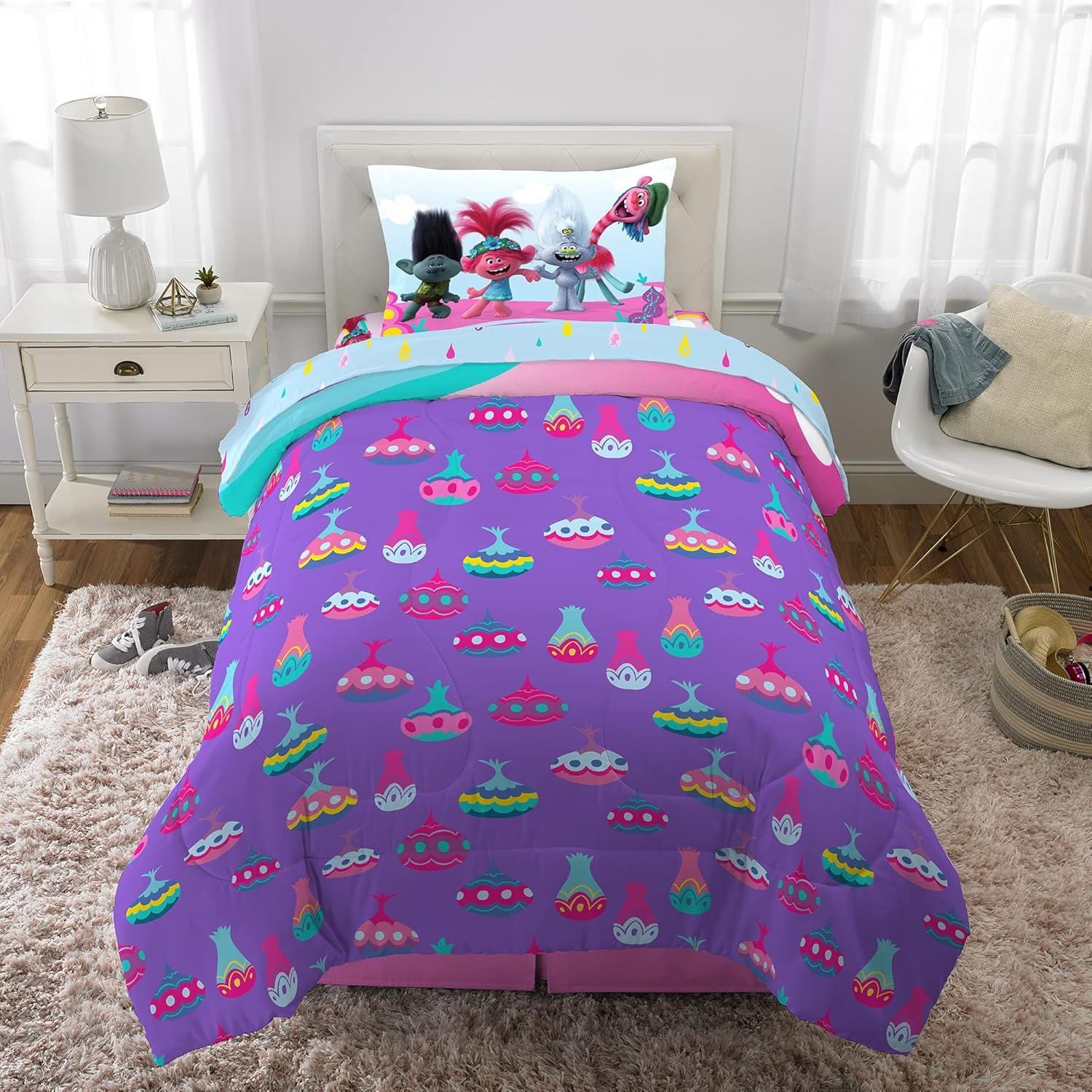 imageThomas amp Friends 4 Piece Toddler Bed Set Super Soft amp Cozy Reversible Microfiber Comforter and Sheets Officially Licensed Product by FrancoTrolls World Tour