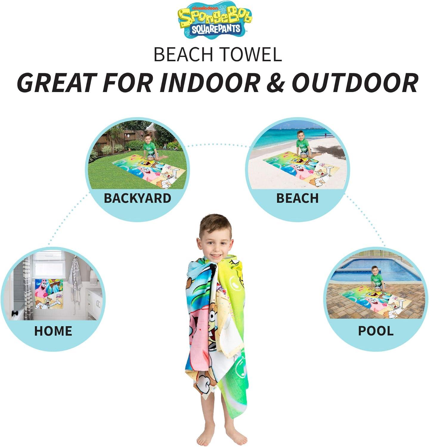 imageThomas amp Friends Kids Super Soft Cotton BathPoolBeach Towel 58 in x 28 in by FrancoSpongebob Squarepants