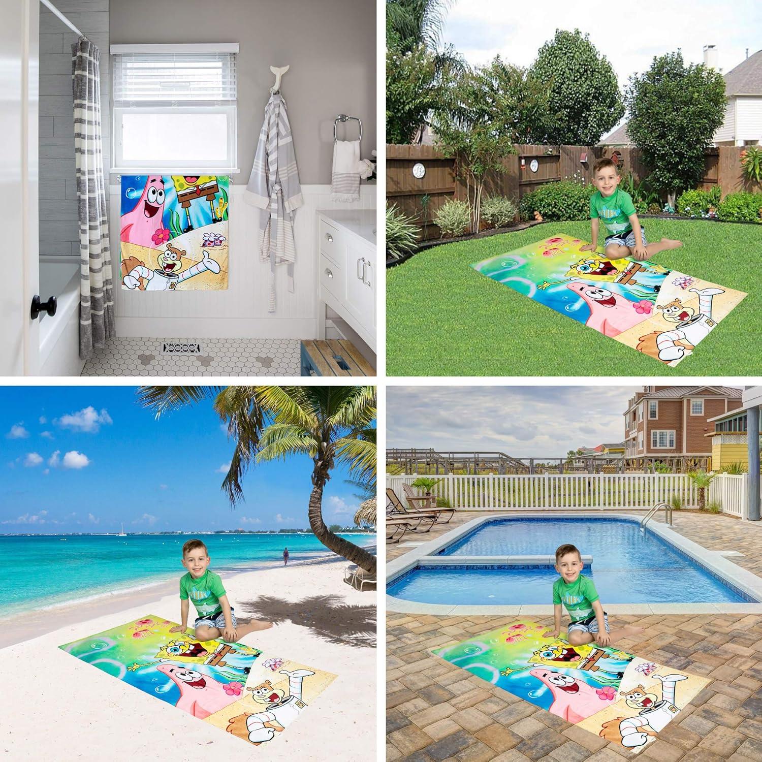 imageThomas amp Friends Kids Super Soft Cotton BathPoolBeach Towel 58 in x 28 in by FrancoSpongebob Squarepants